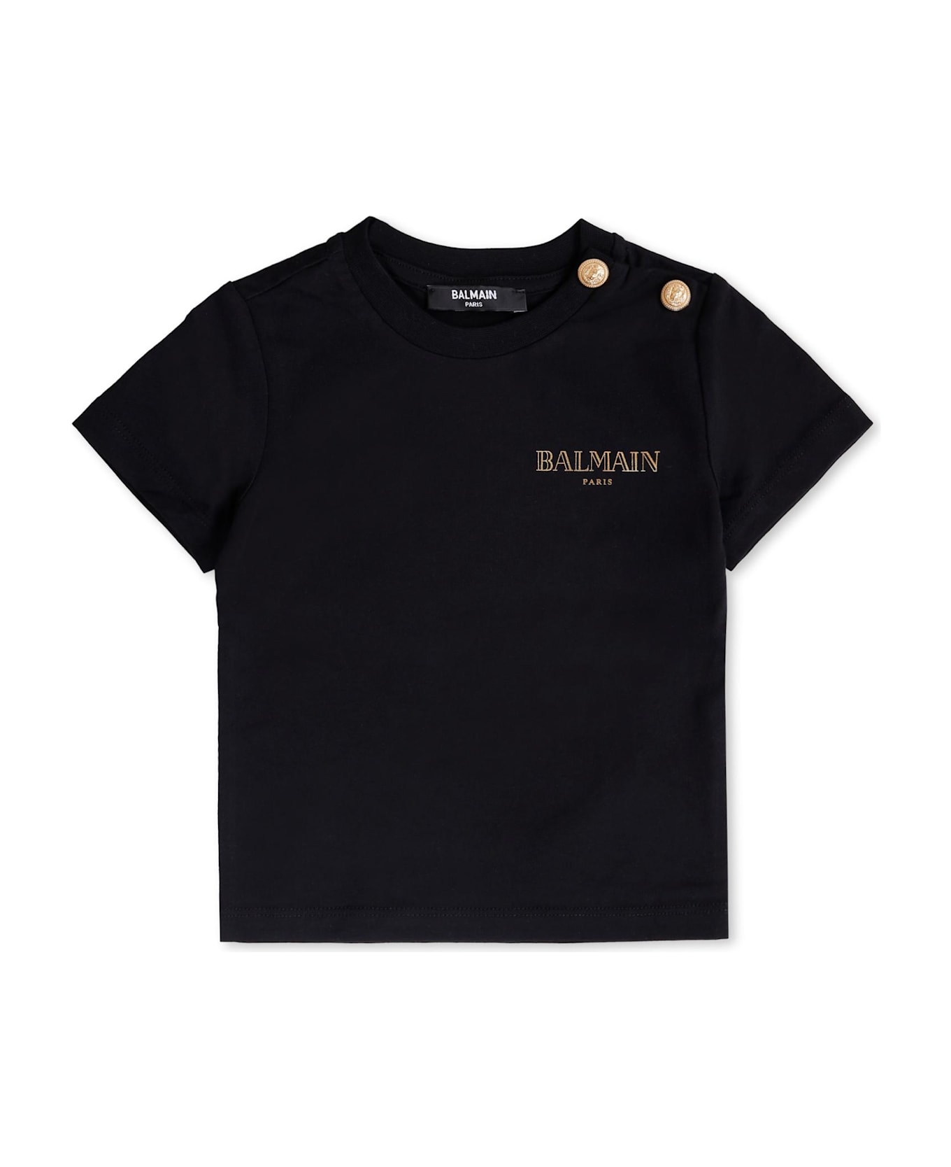 Balmain Black T-shirt For Baby Girl With Logo - Black