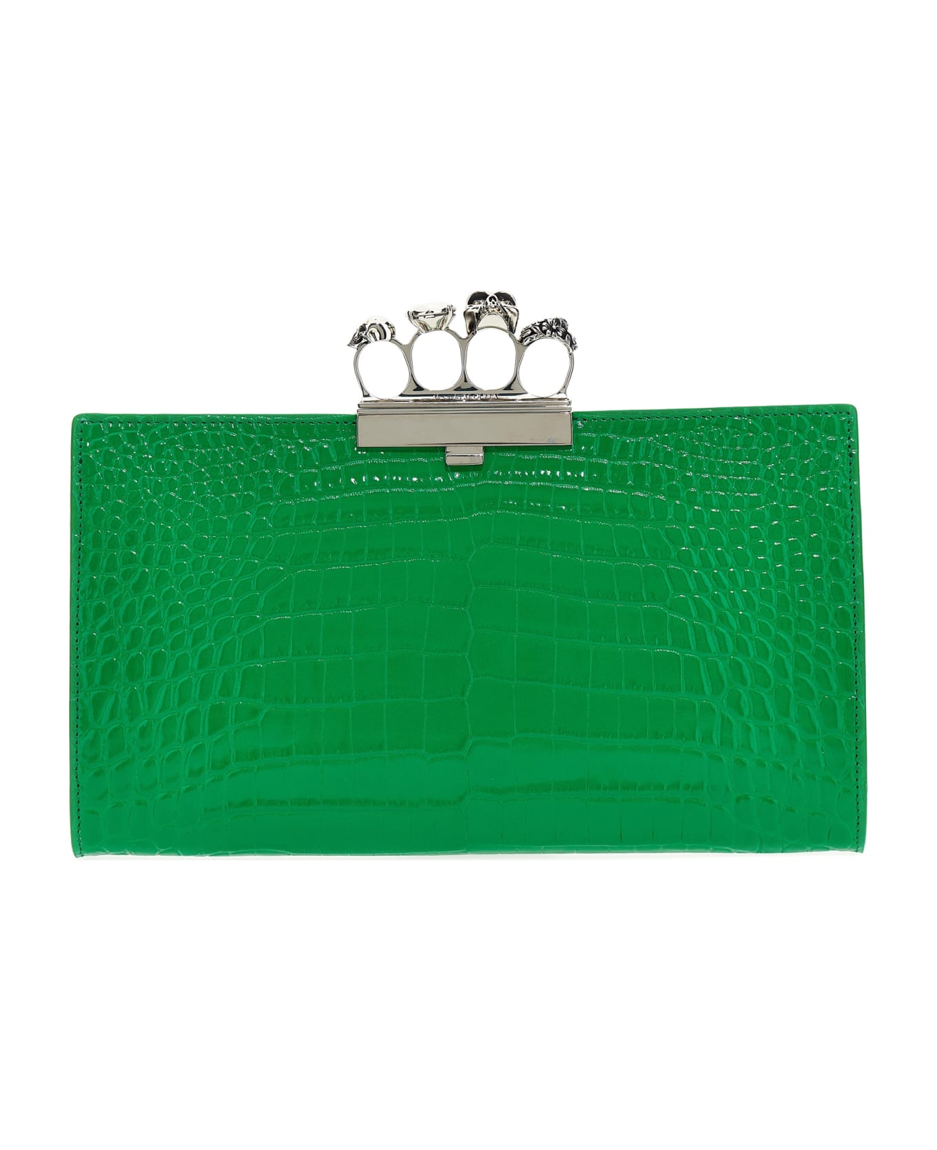 Alexander McQueen Leather Four-ring Clutch - green クラッチバッグ