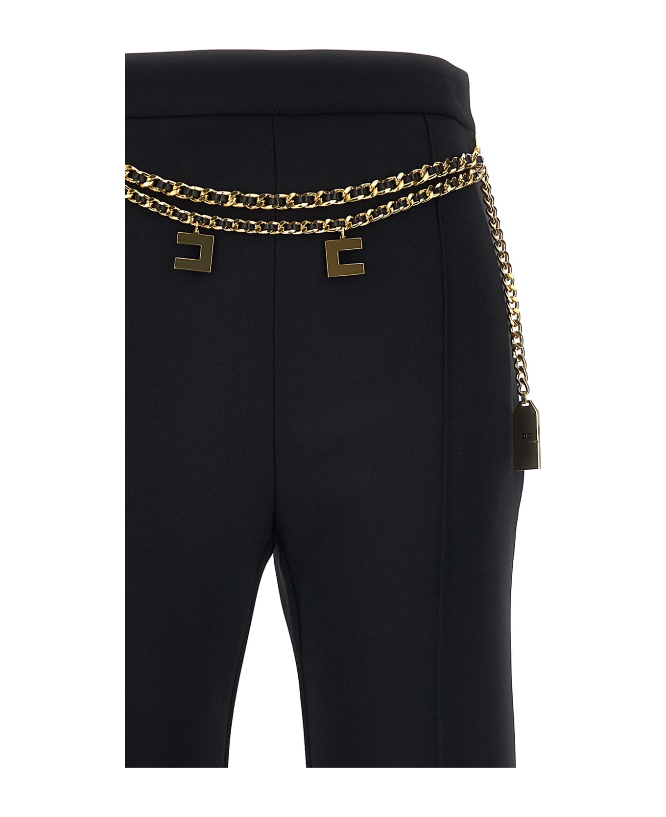 Elisabetta Franchi Logo Charms Belted Pants - Black