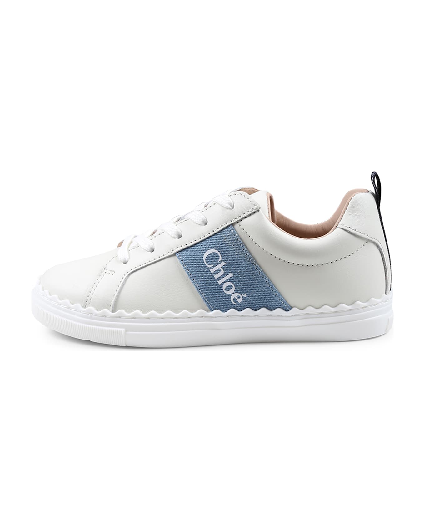 Chloé Ivory Sneakers For Girl With Logo - Ivory