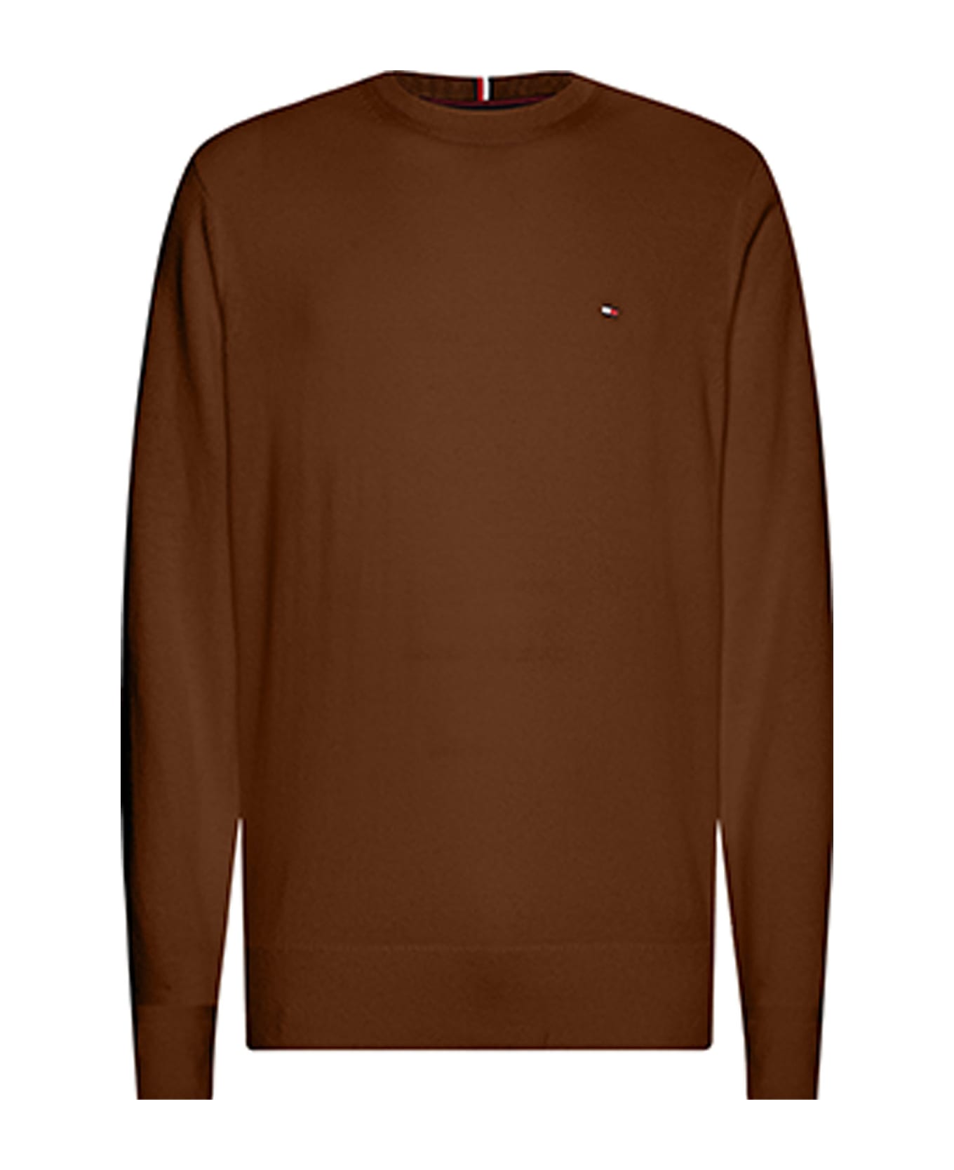 Tommy Hilfiger Brown Crewneck Sweater With Mini Logo italist, ALWAYS