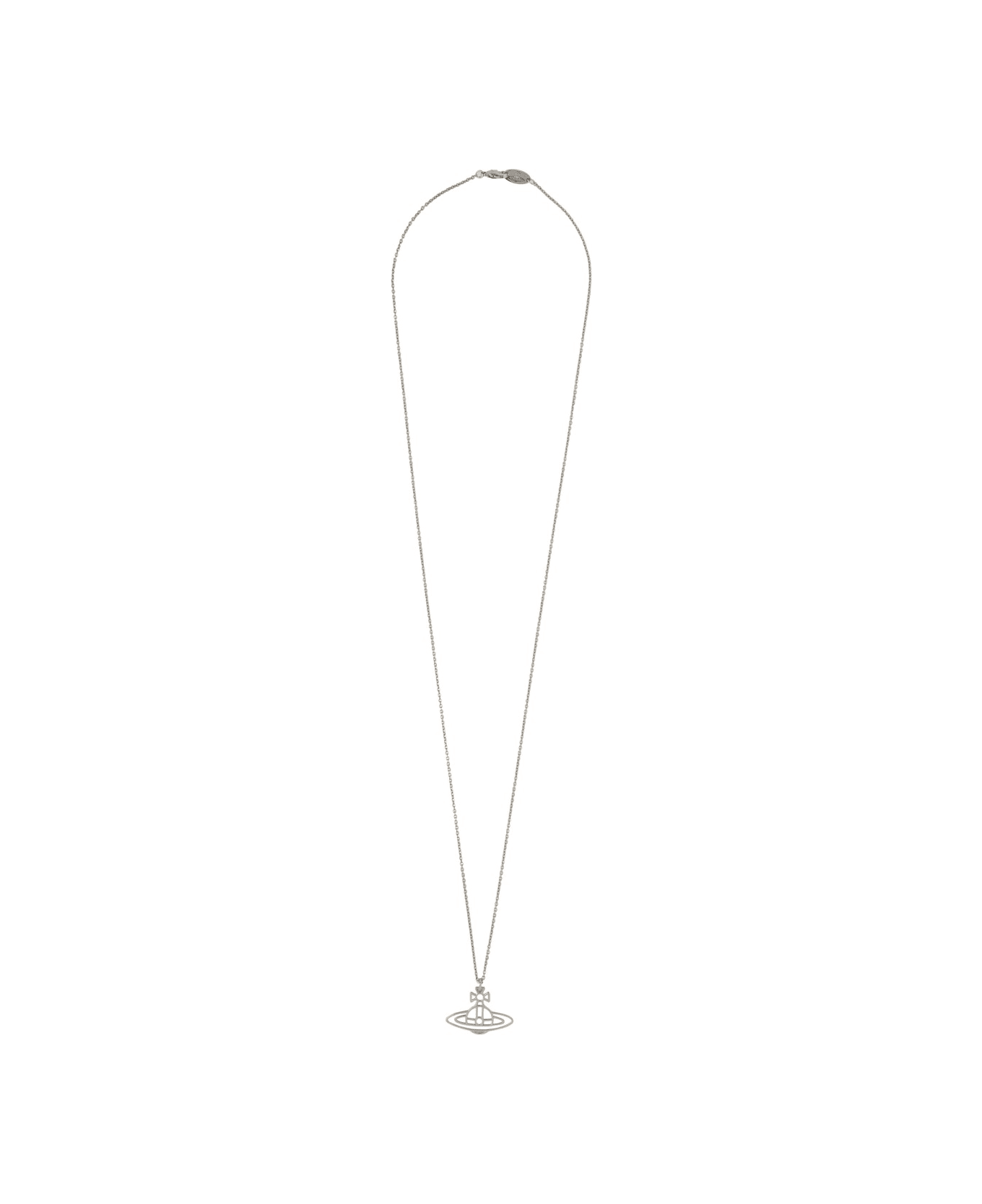 Vivienne Westwood Thin Necklace With Orb Pendant - SILVER