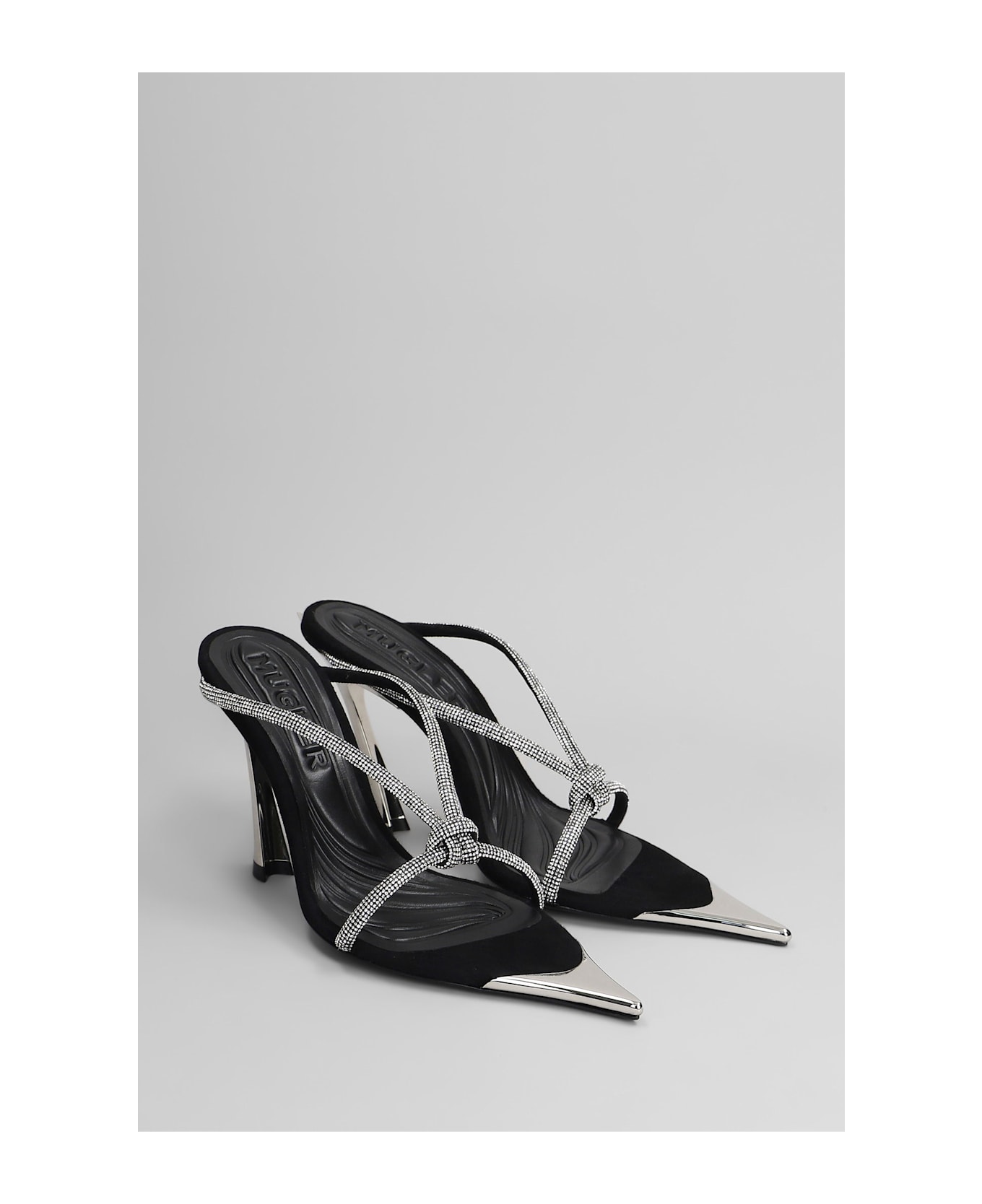 Mugler Sandals In Black Leather - black