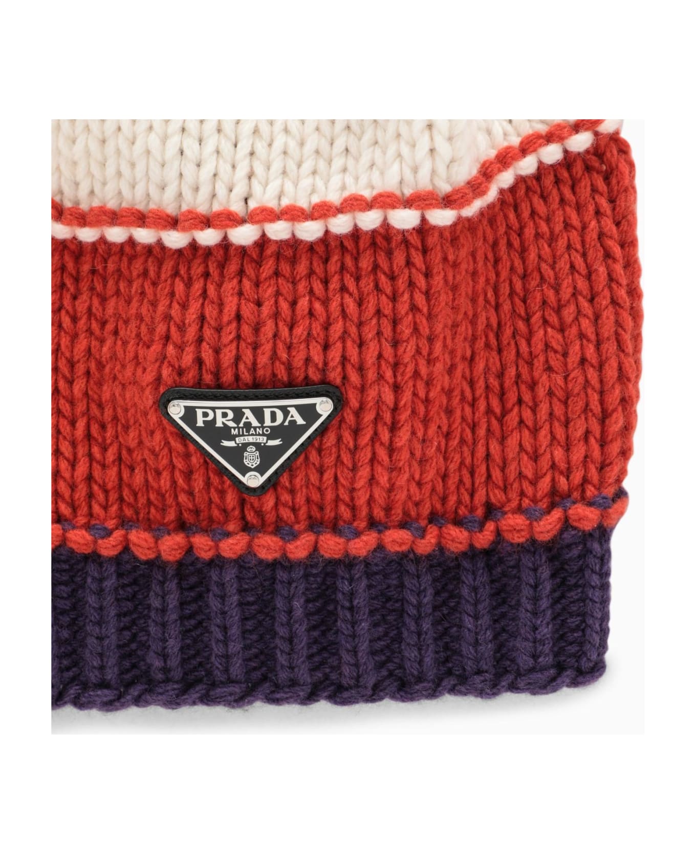 Prada Yellow\/papaya Striped Wool And Cashmere Hat - GIALLO+PAPAYA