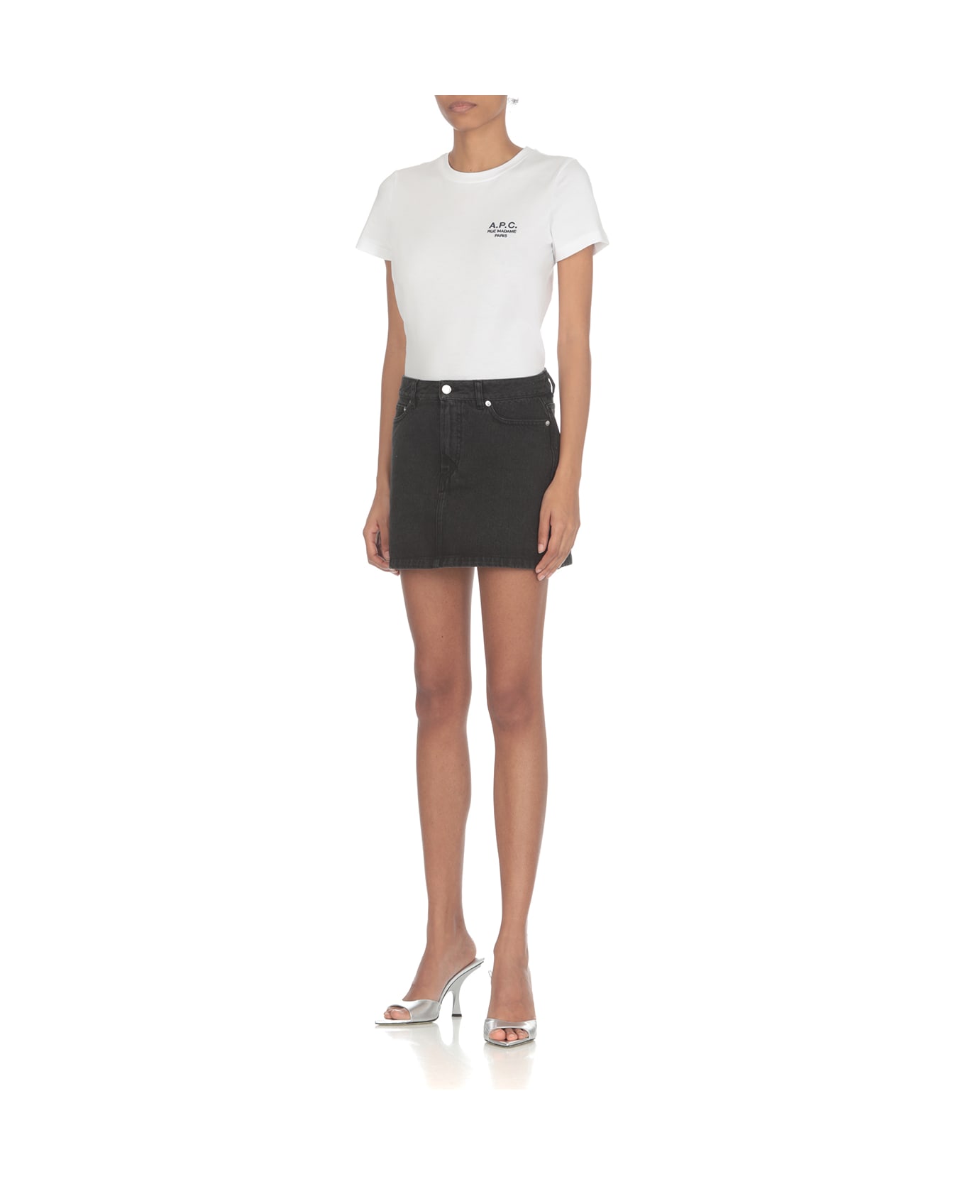 A.P.C. Five-pocket Mini-skirt In Cotton Blend Denim - Black