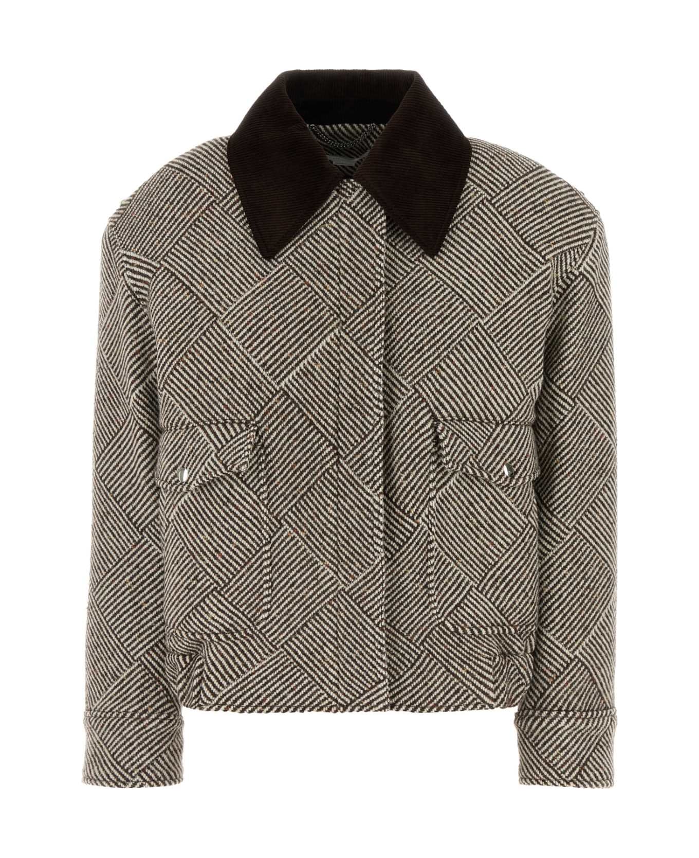 Stella McCartney Embroidered Tweed Oversize Bomber Jacket - CHOCOLATECREAM