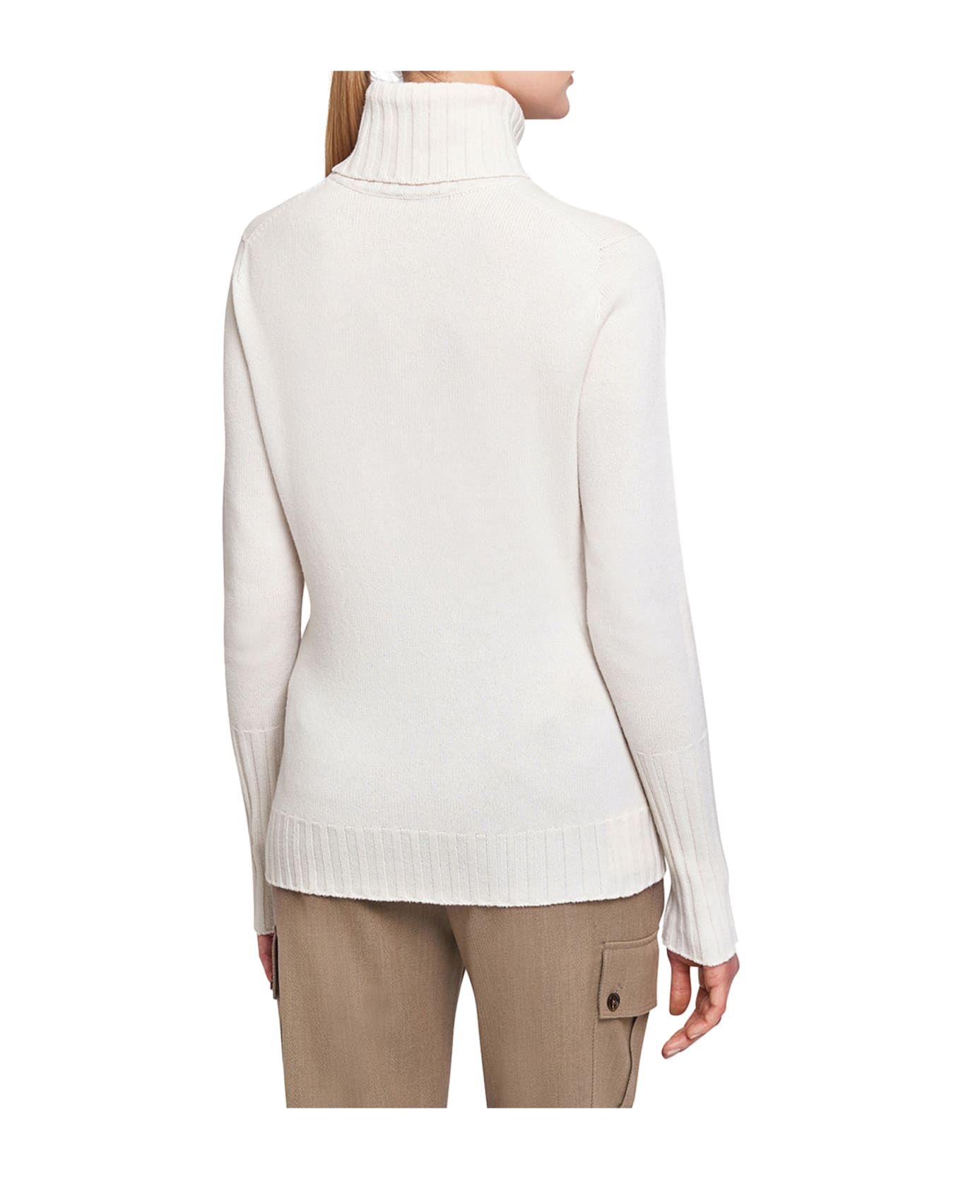 Kiton Sweater High Neck Cashmere - OPTICAL WHITE