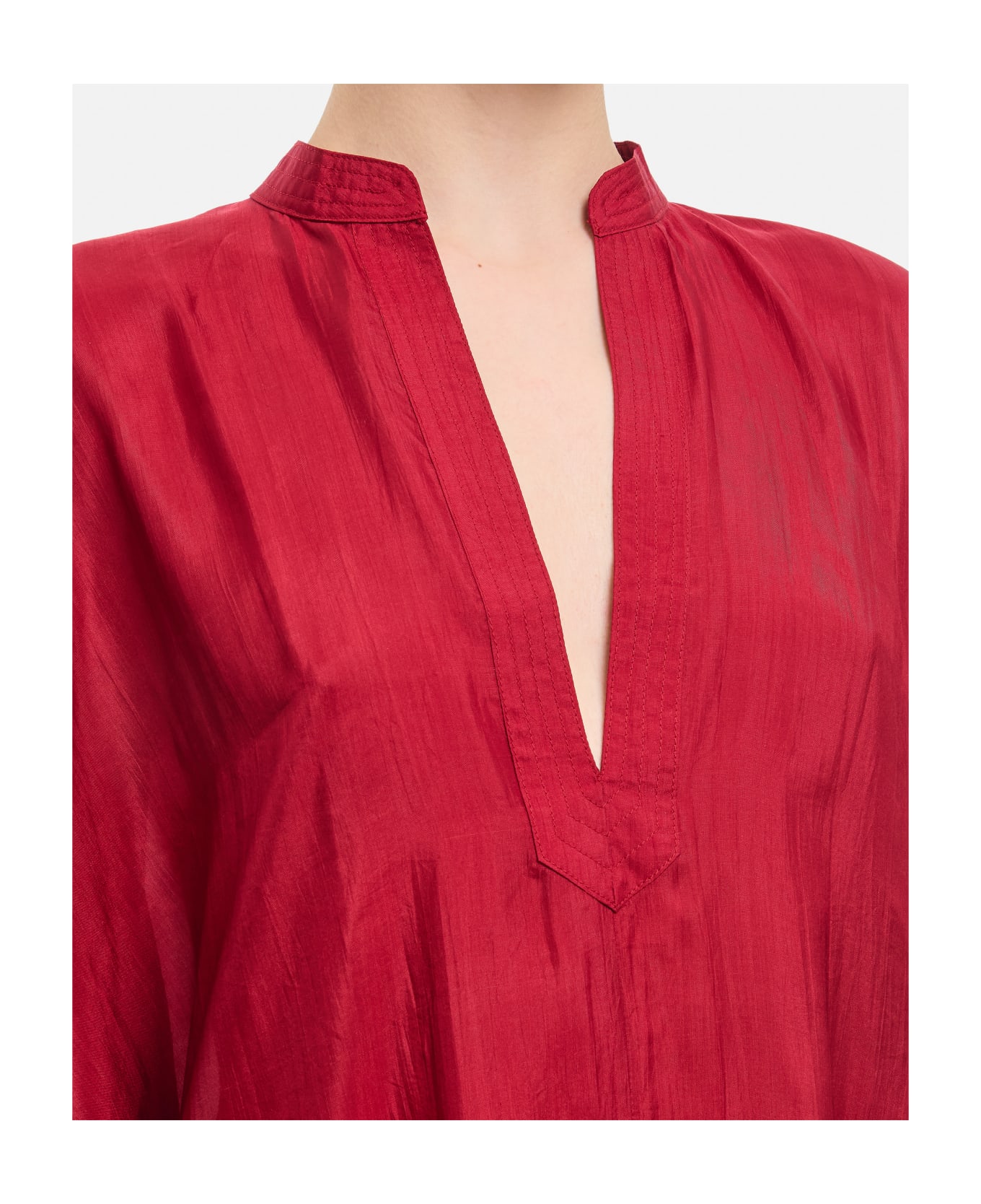 The Rose Ibiza Silk Bicolor Tunic Dress - Red