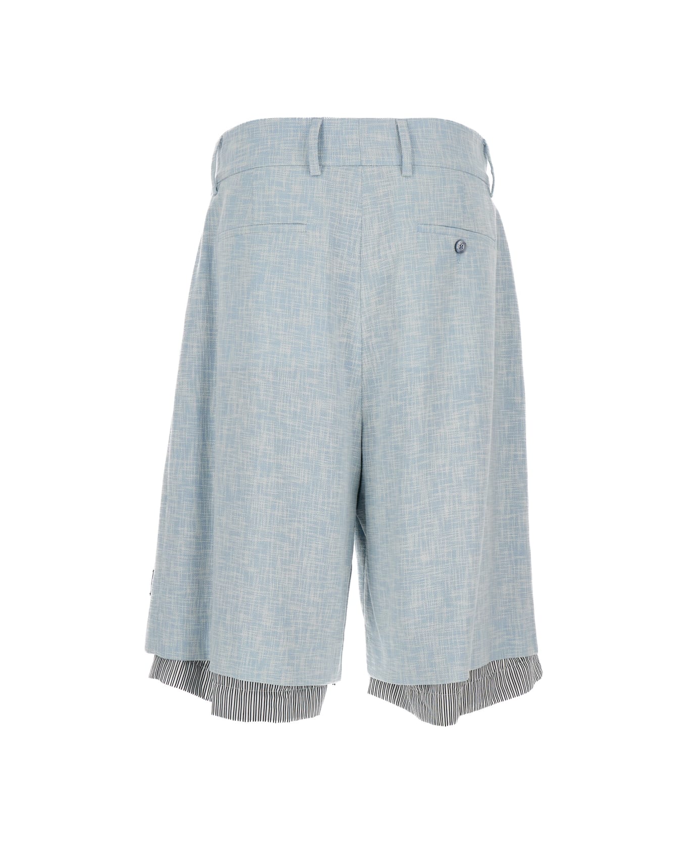 AMIRI Light Blue Layered Bermuda Shorts With Logo Patch In Wool And Cotton Man - Light blue