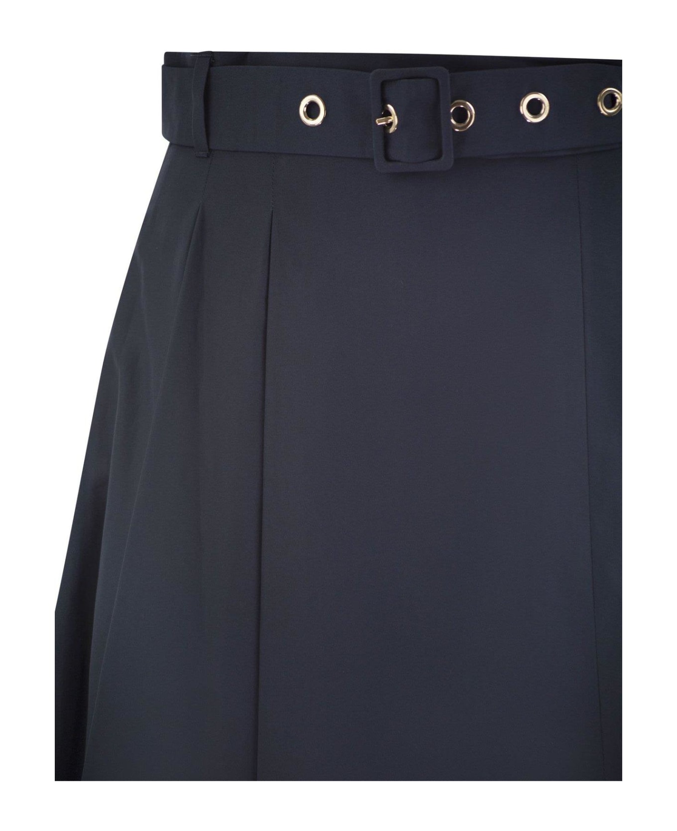 'S Max Mara Belted Pleated Skirt - Blue