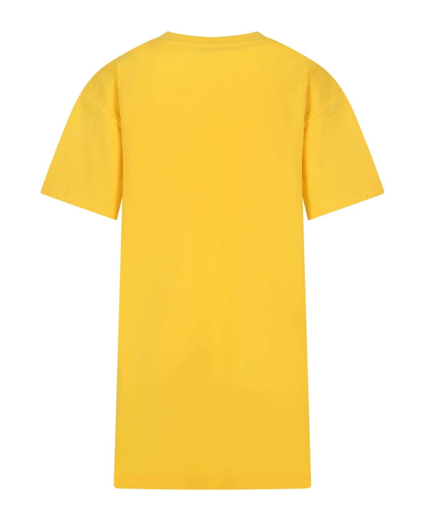 Kenzo Kids Yellow Dress For Girl With Flower And White Logo - Yellow ワンピース＆ドレス