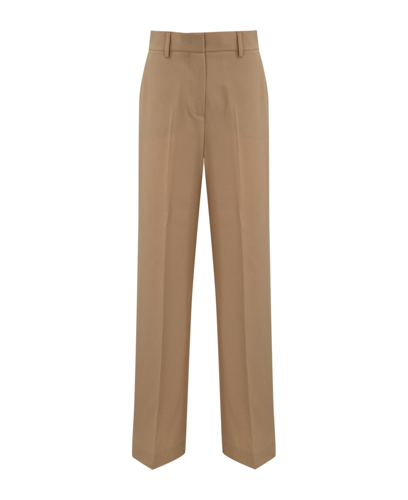 Weekend Max Mara Visual Trousers In Wool Canvas - Beige