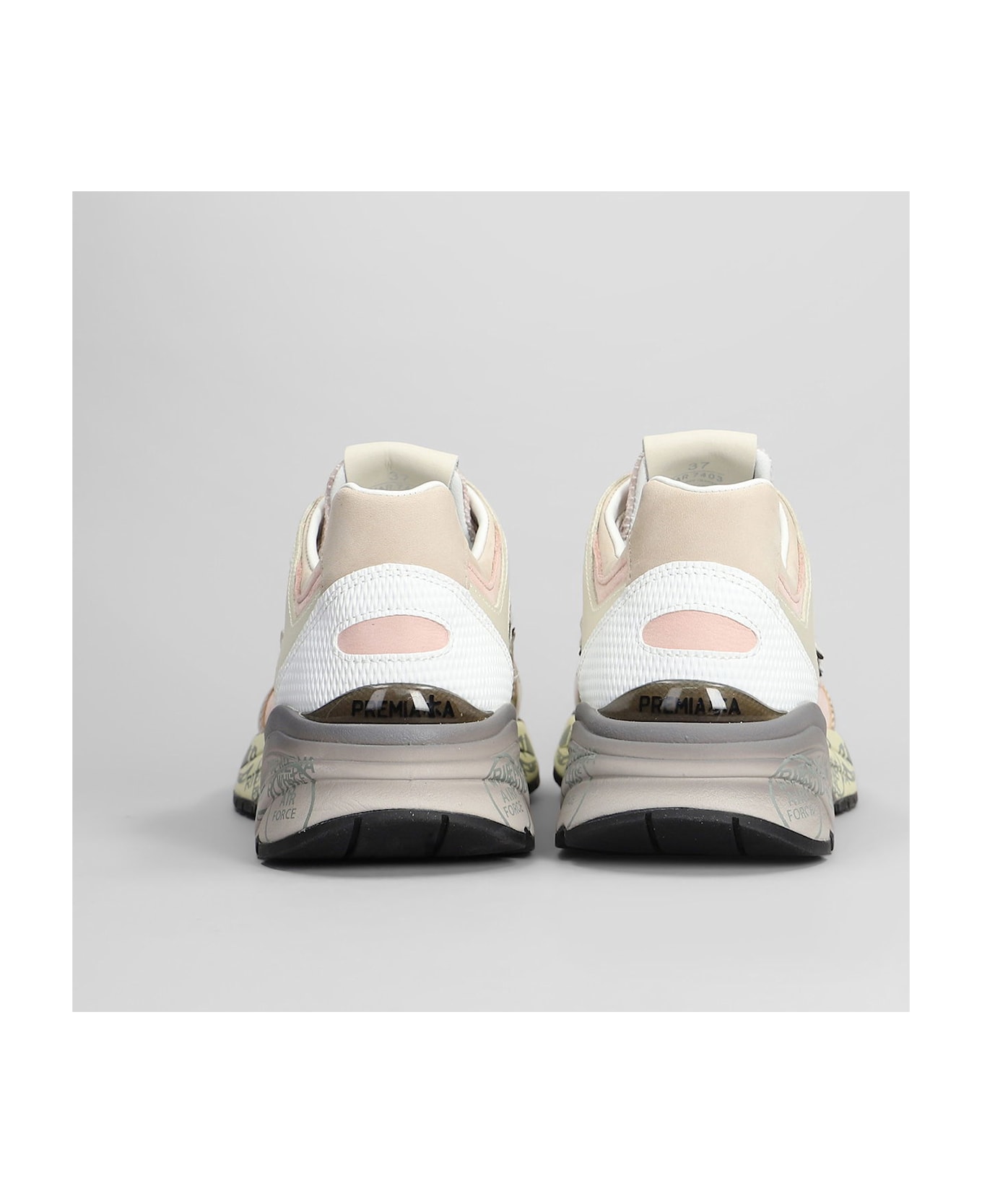 Premiata Mase Sneakers In Platinum Leather And Fabric - platinum