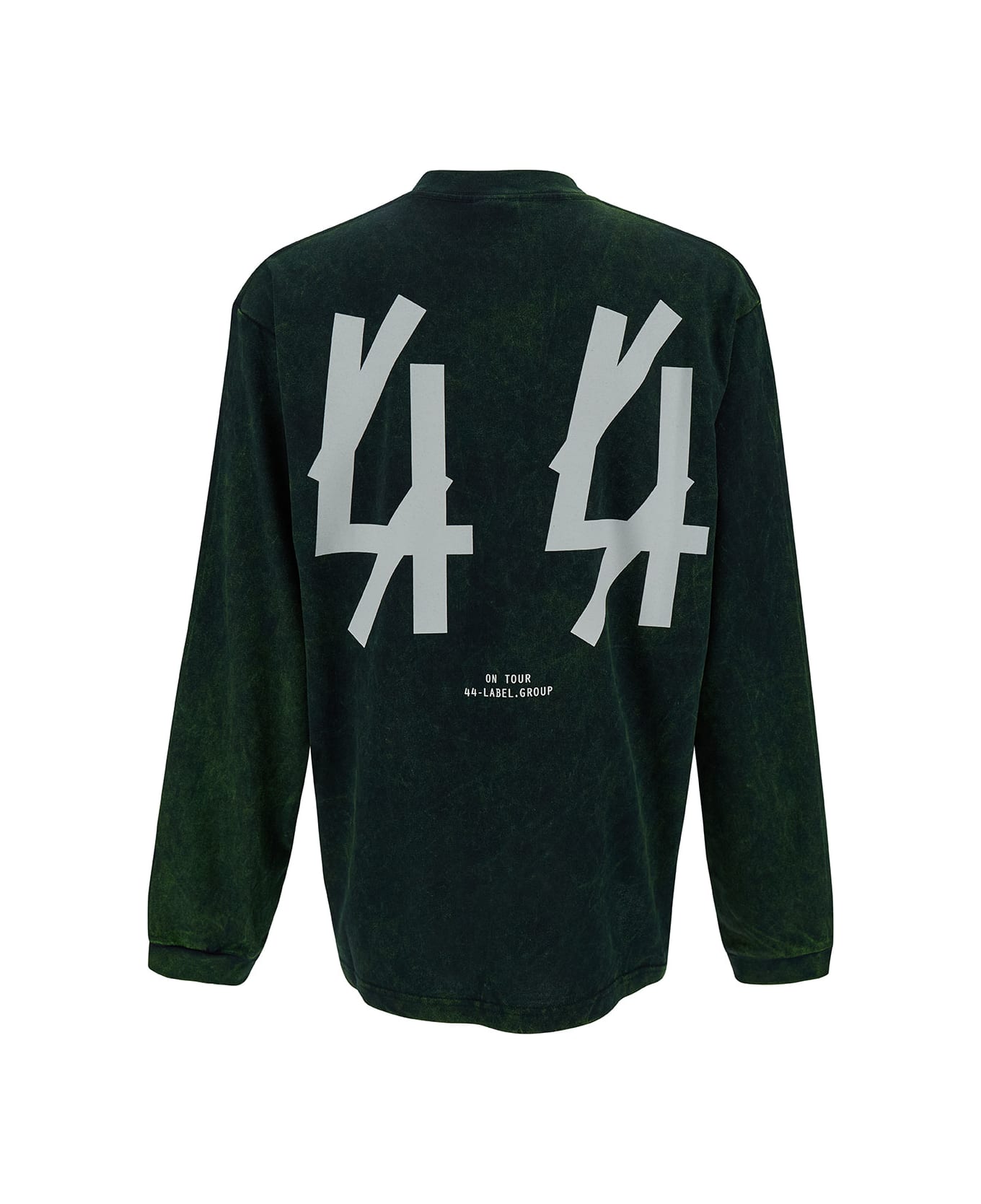44 Label Group 'solar' Green Long Sleeve T-shirt With Contrasting Logo Print In Cotton Man - Green トップス