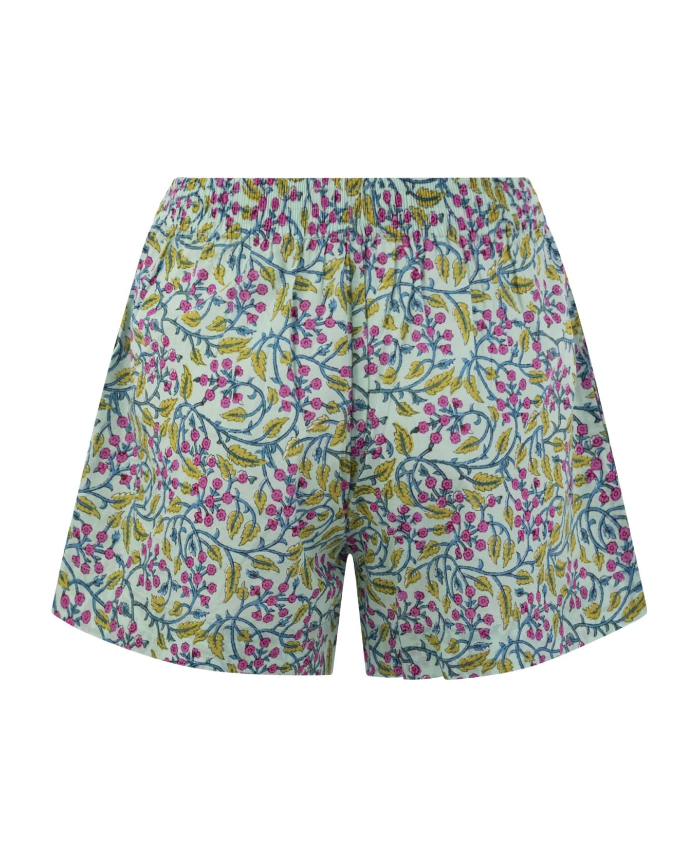 MC2 Saint Barth Meave - Cotton Shorts With Floral Pattern - Water Green
