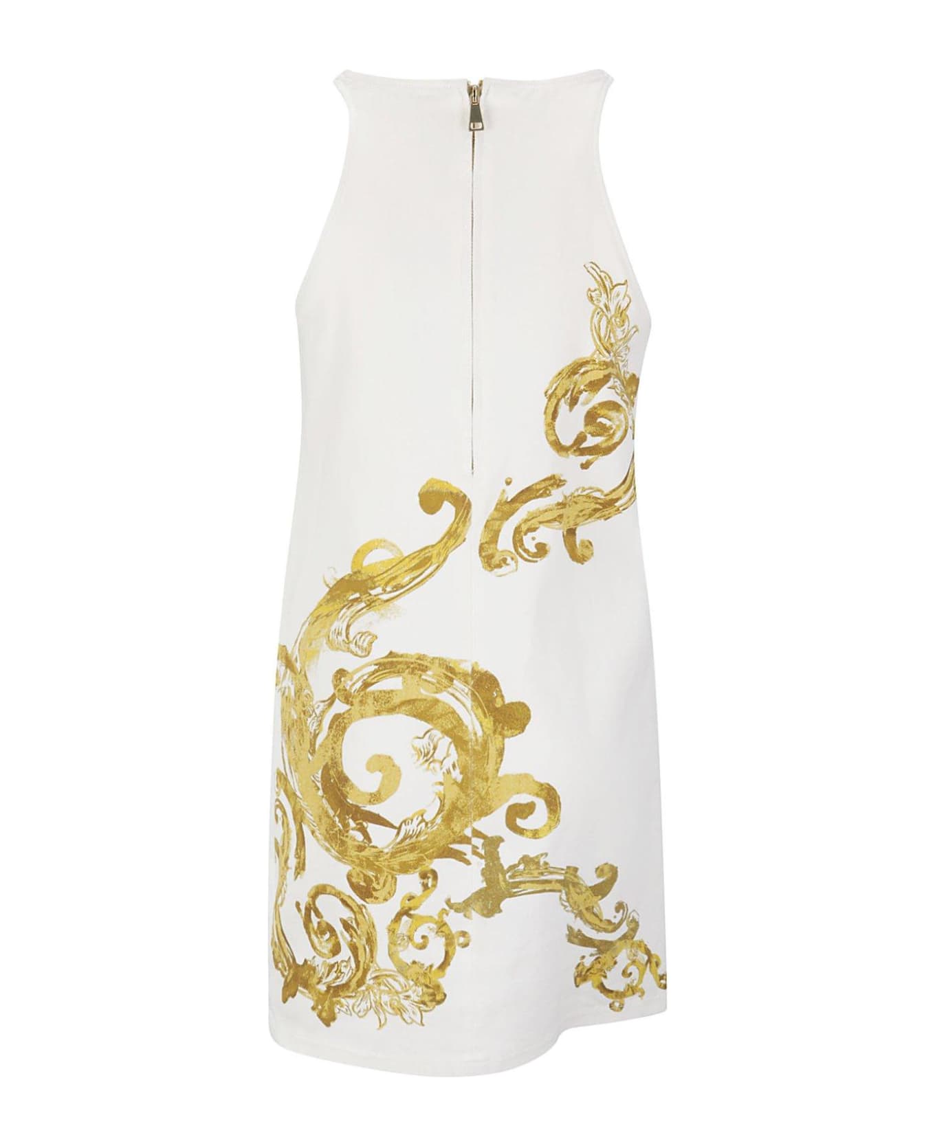 Versace Jeans Couture Watercolour Couture Sleeveless Mini Dress Versace Jeans Couture - WHITE/GOLD