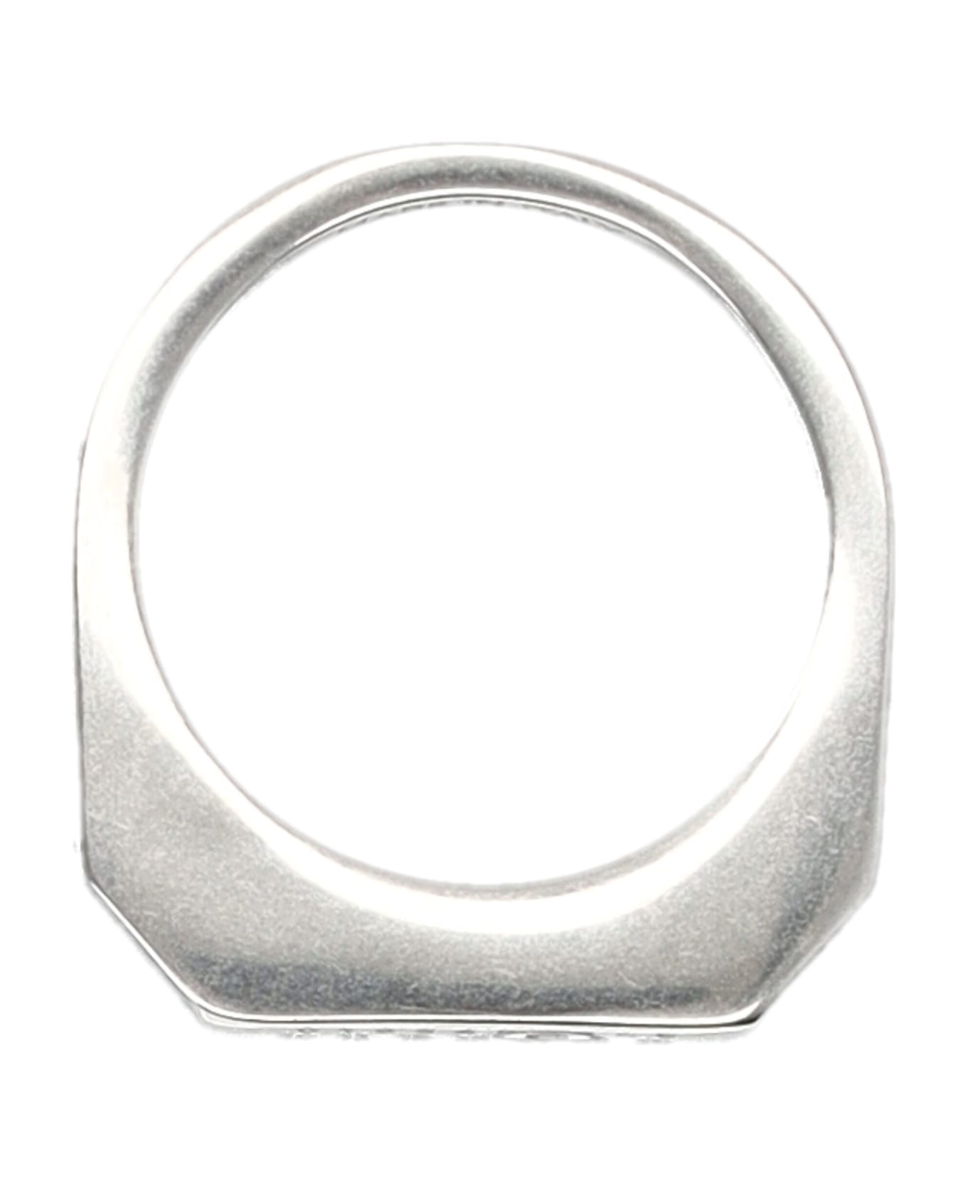 MM6 Maison Margiela Logo Ring - Palladio burattato/White