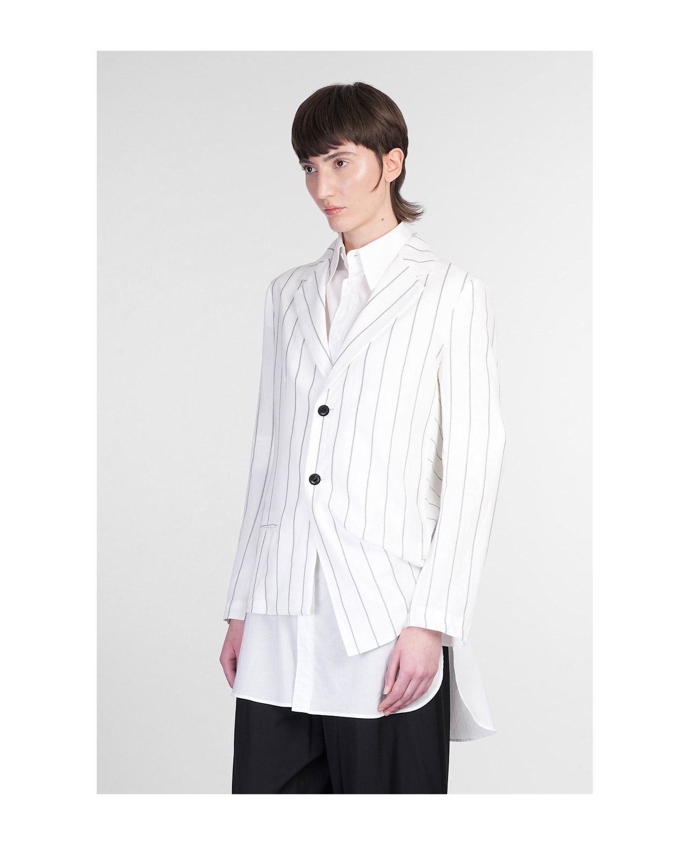 Yohji Yamamoto Blazer In White Wool - white