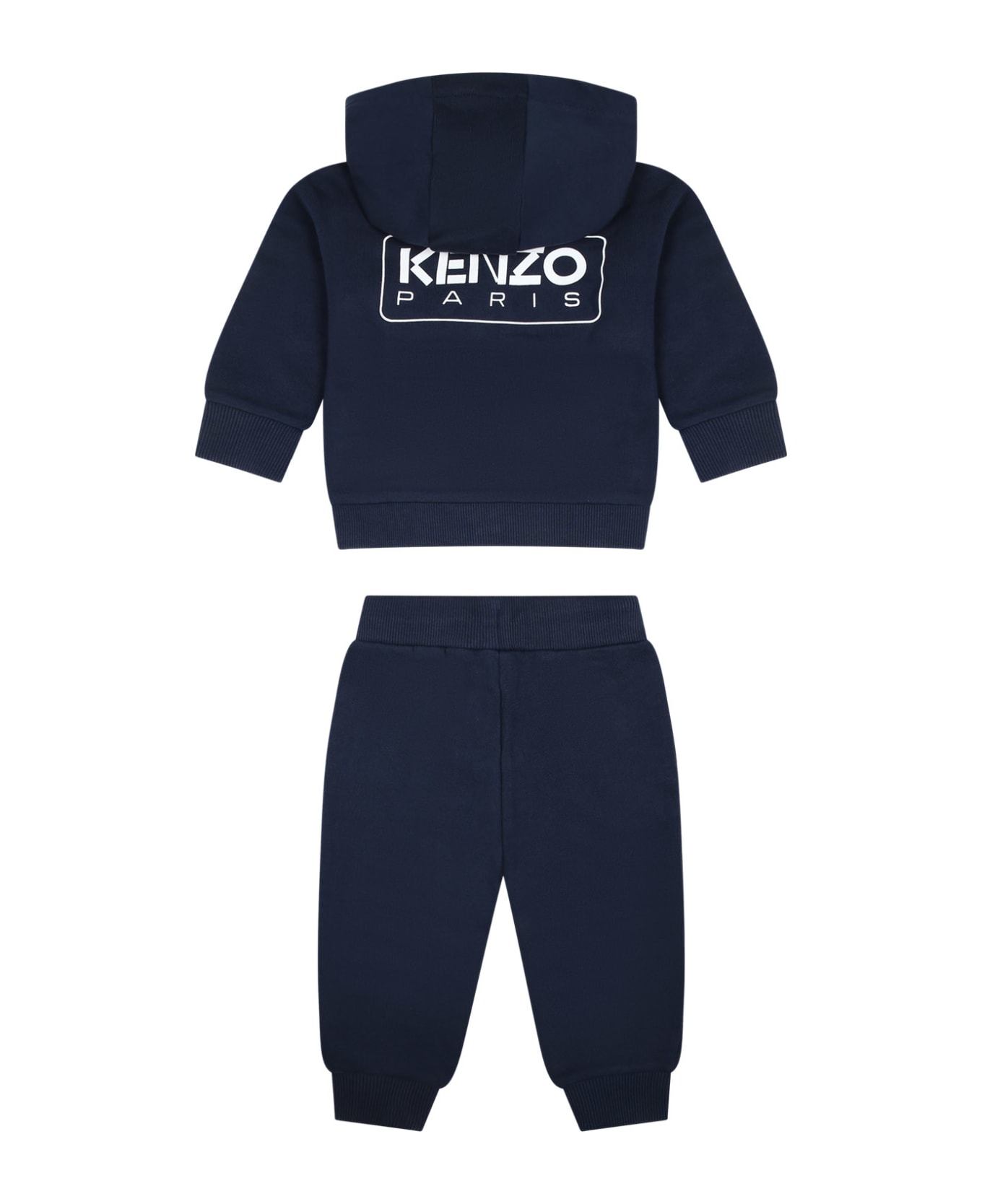 Kenzo Kids Blue Sporty Suit For Baby Boy With Logo - Blue ボトムス
