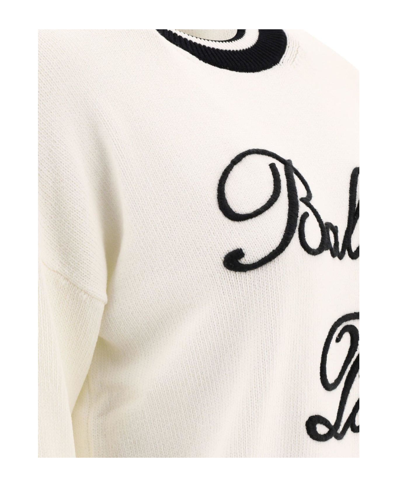 Balmain Signature Knit Jumper - White