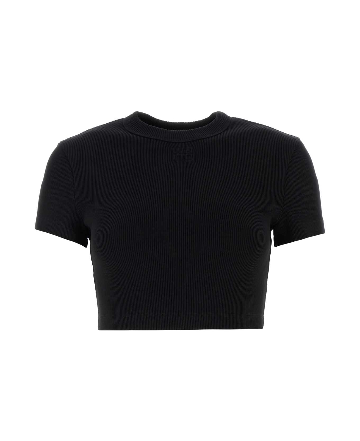 T by Alexander Wang Black Stretch Cotton T-shirt - BLACK