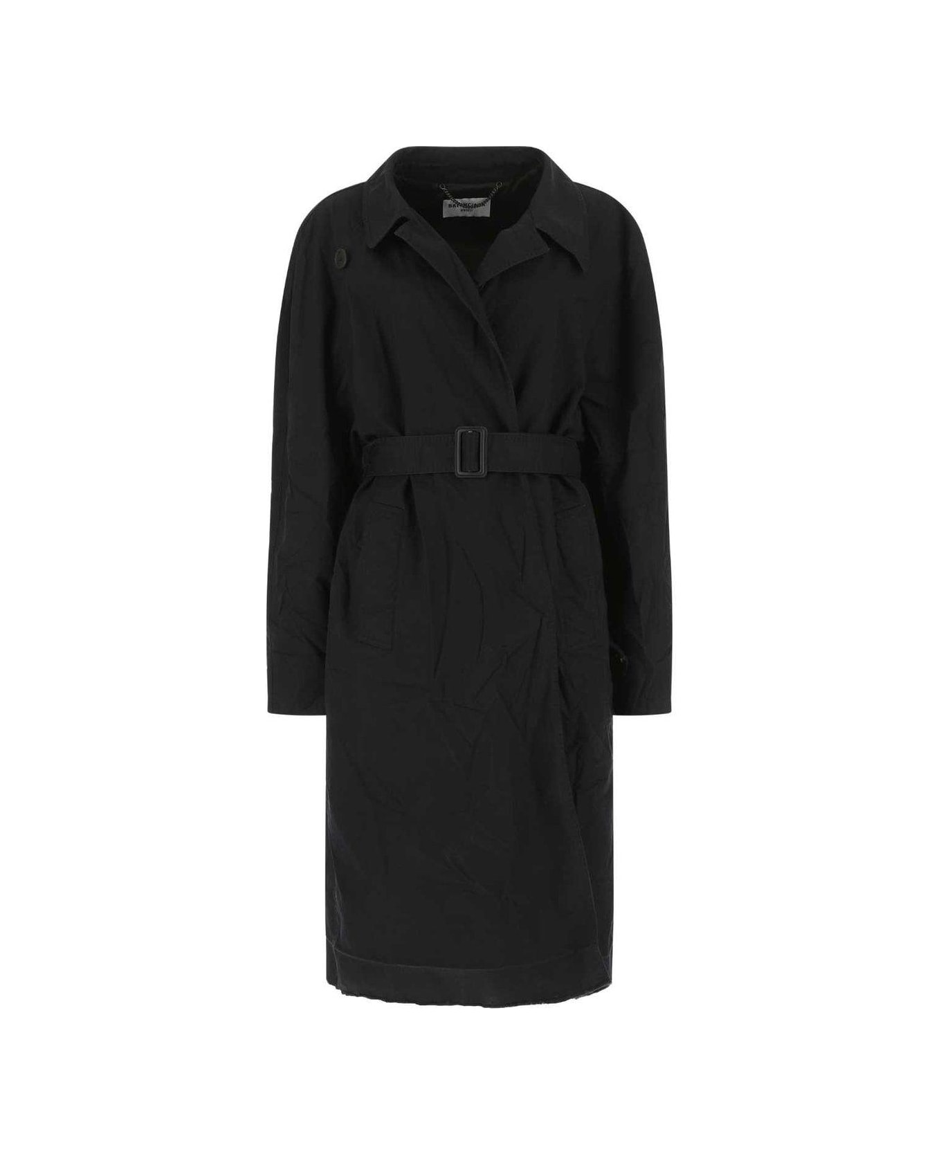 Balenciaga Belted Long-sleeved Coat - BLACK コート