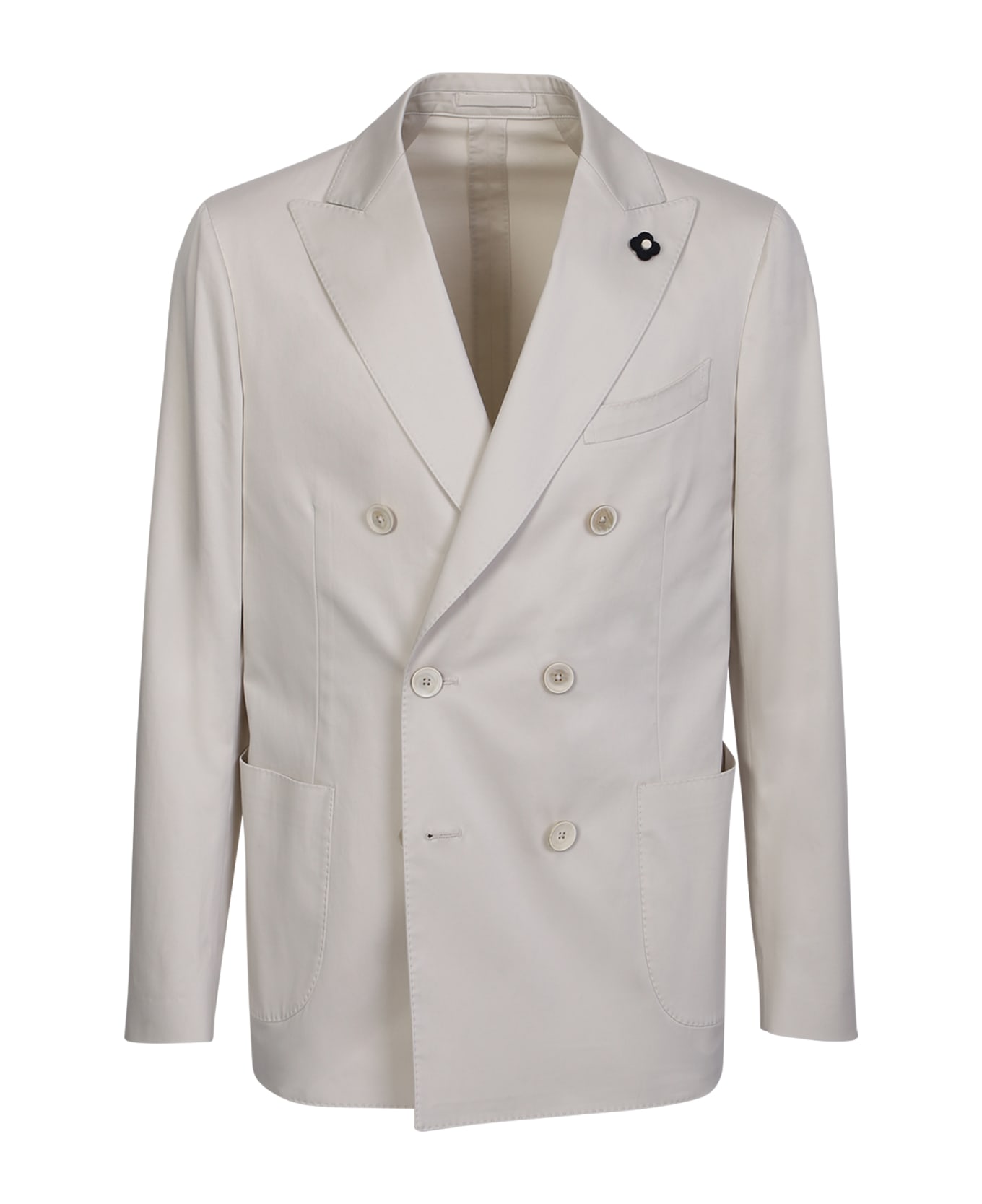 Lardini Double Breasted Cream Suit - White