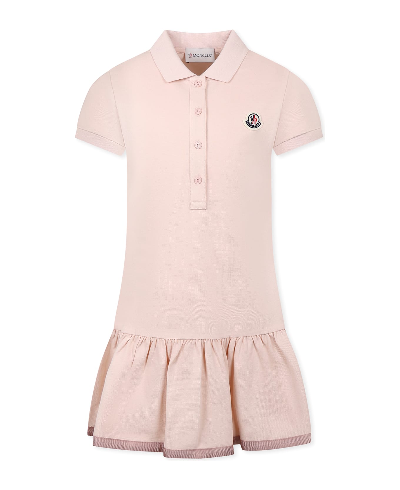 Moncler Pink Dress For Girl With Logo - Pink