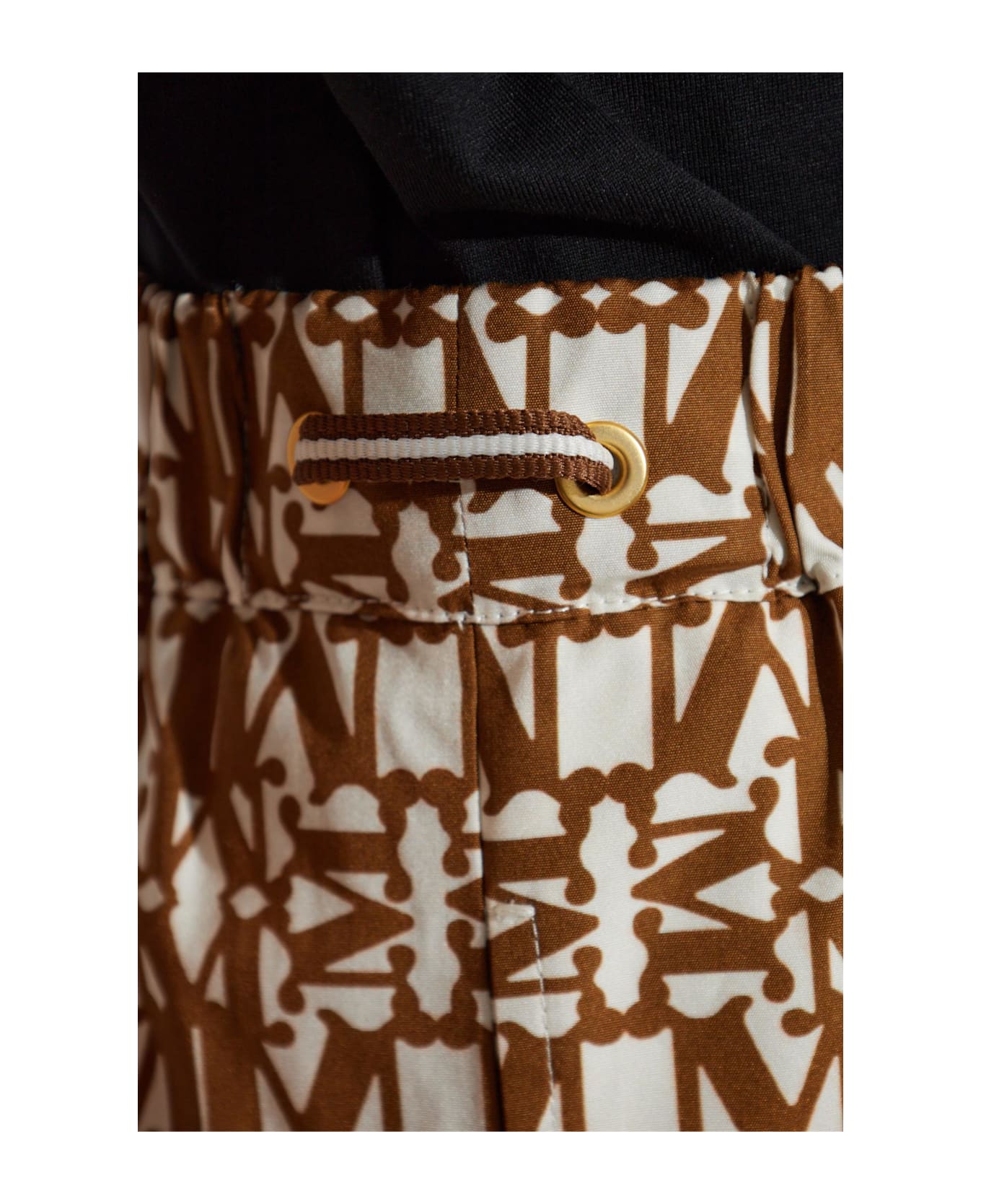 Max Mara Monogram 'taiga' Shorts - Brown/white