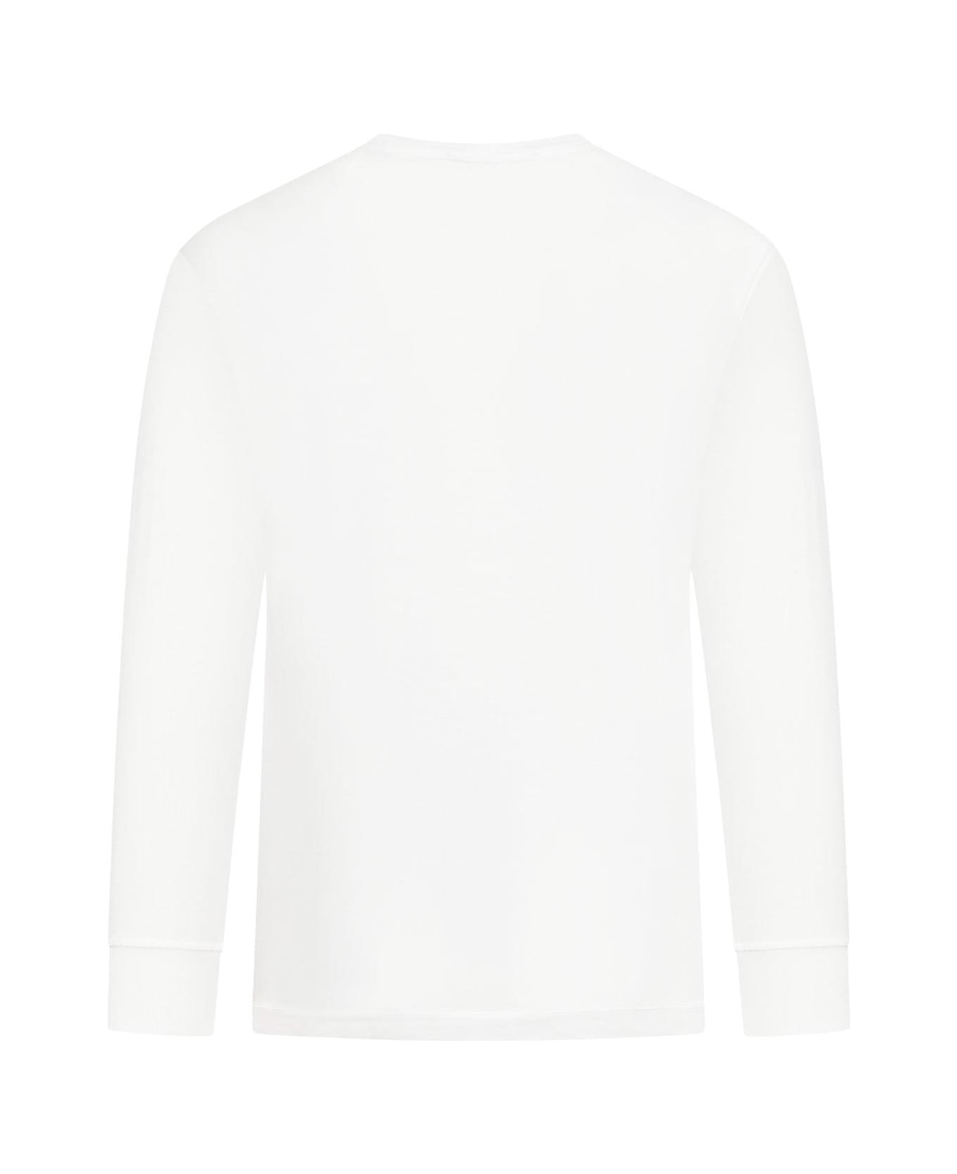 Stone Island Compass-badge Long-sleeved T-shirt - WHITE