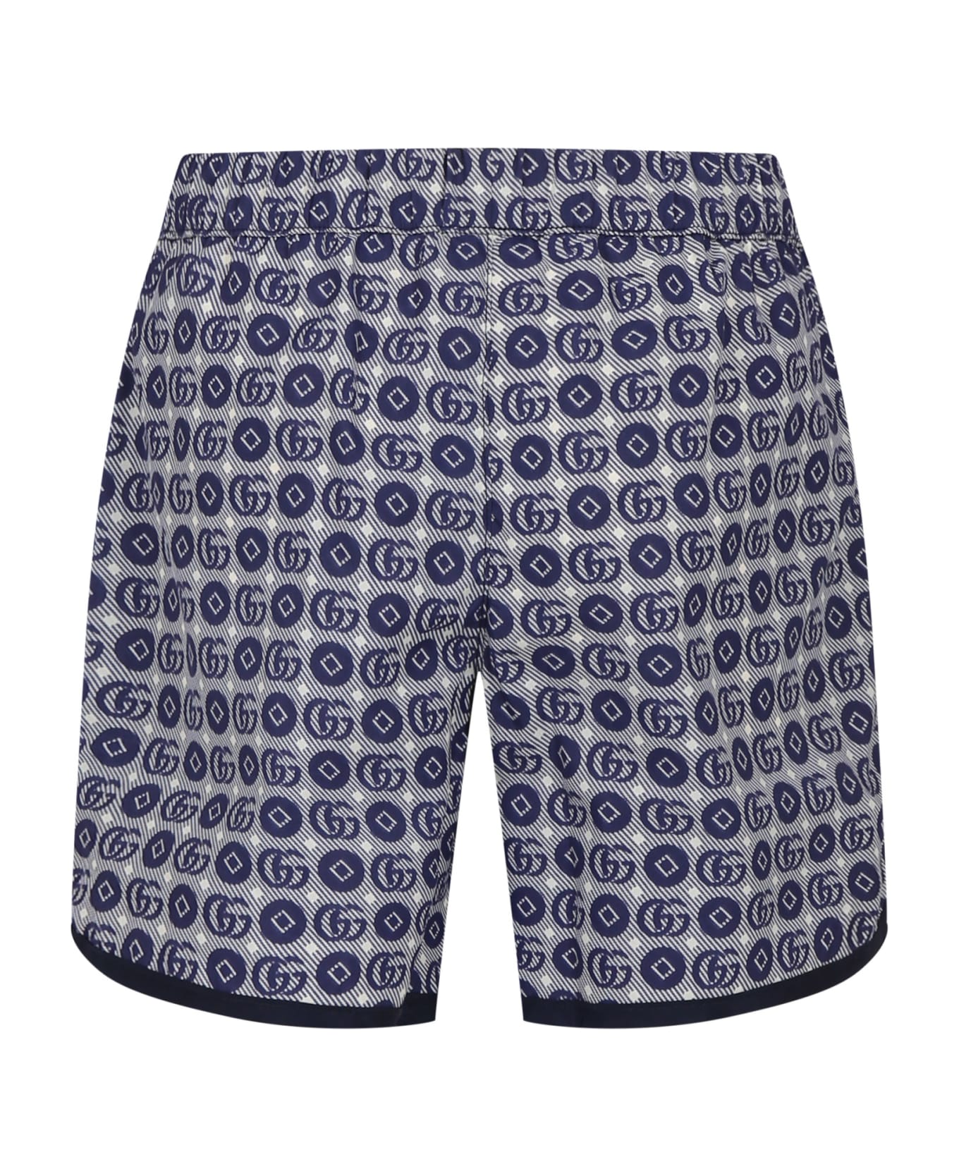 gucci Breasted Blue Swim Shorts For Boy With Double G - Blue