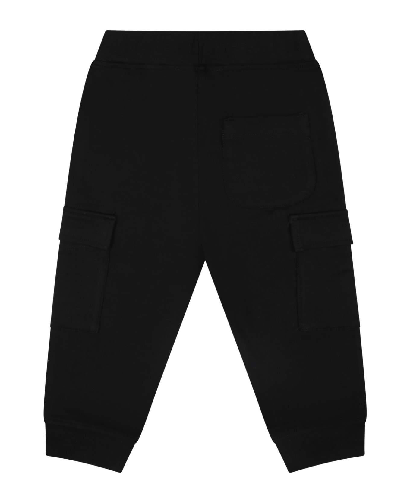 MSGM Black Trousers For Baby Boy With Logo - Black ボトムス