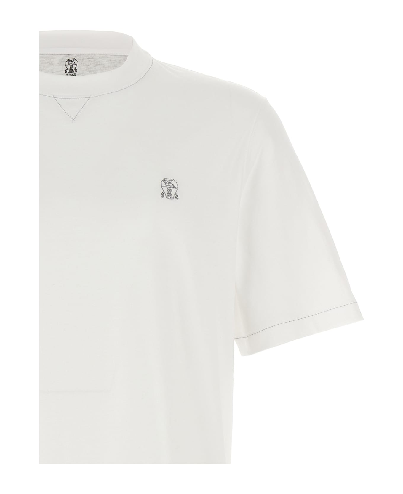 Brunello Cucinelli Logo Embroidery T-shirt - White