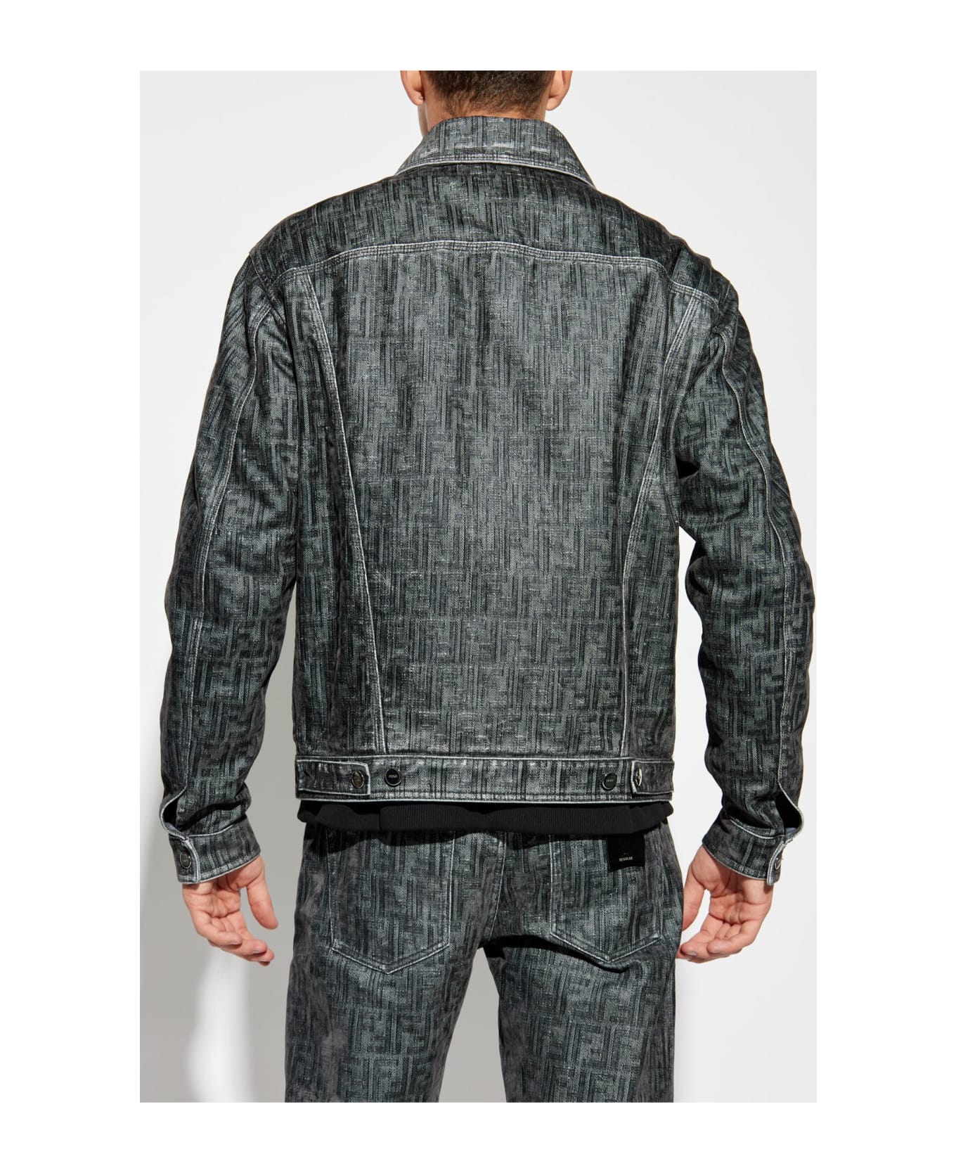 Fendi Denim Jacket With Monogram - Grey