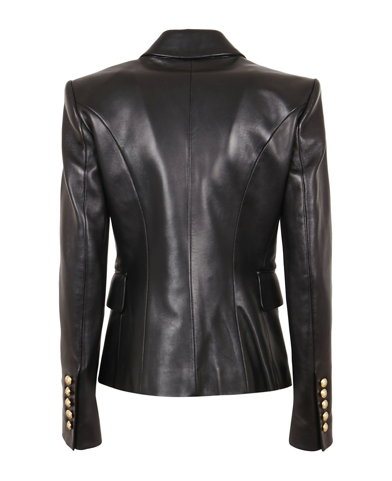 Balmain 6 Btn Leather Jacket - Pa Noir