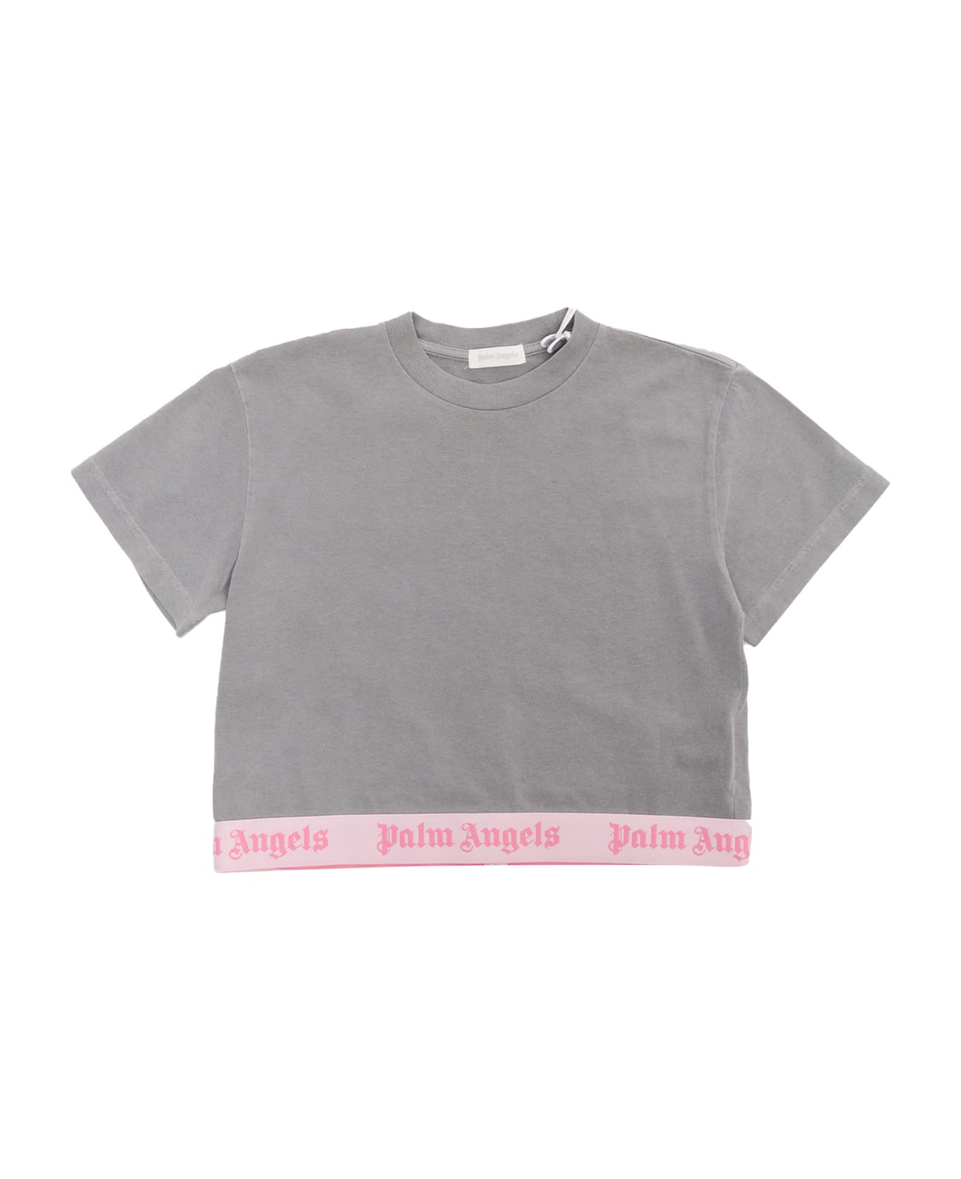 Palm Angels Gray Cropped T-shirt - GREY