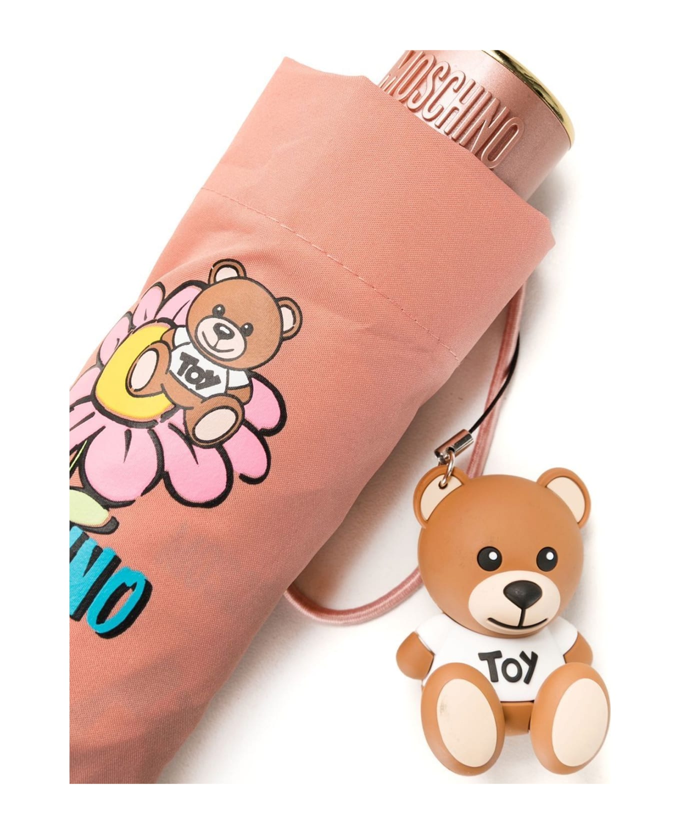 Moschino Flower Bear With Pendant Teddy Supermini Umbrella - N Pink Pendant Teddy