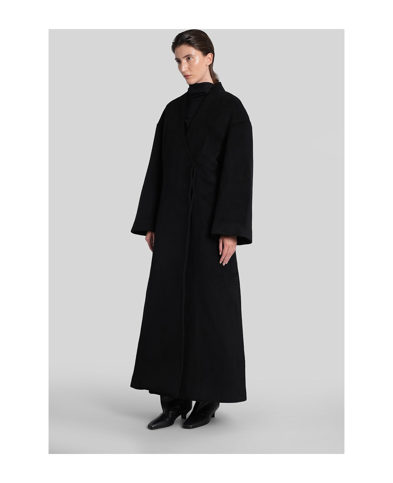 Entire Studios Rondo Coat In Black Wool - black