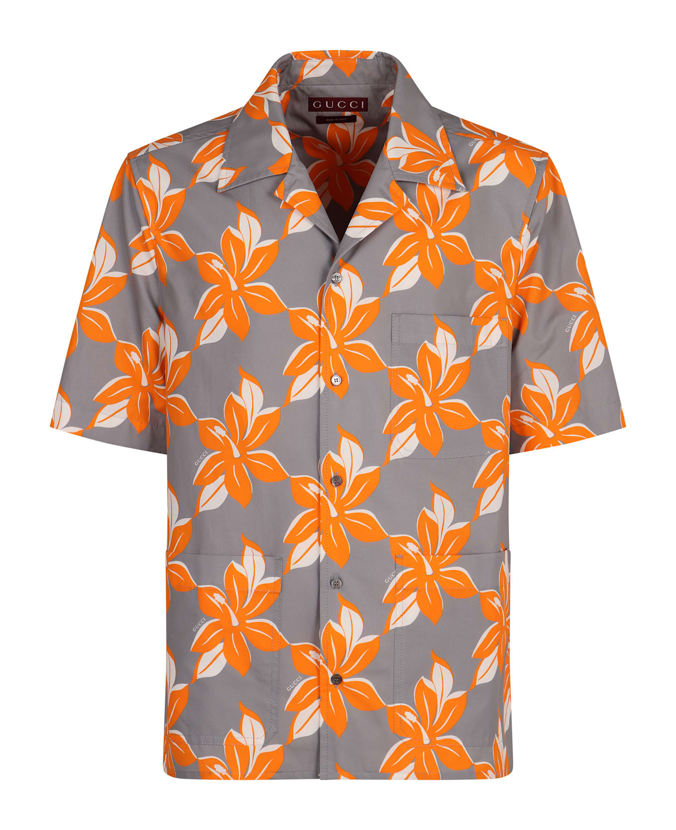 Gucci Printed Cotton Poplin Shirt - grey シャツ