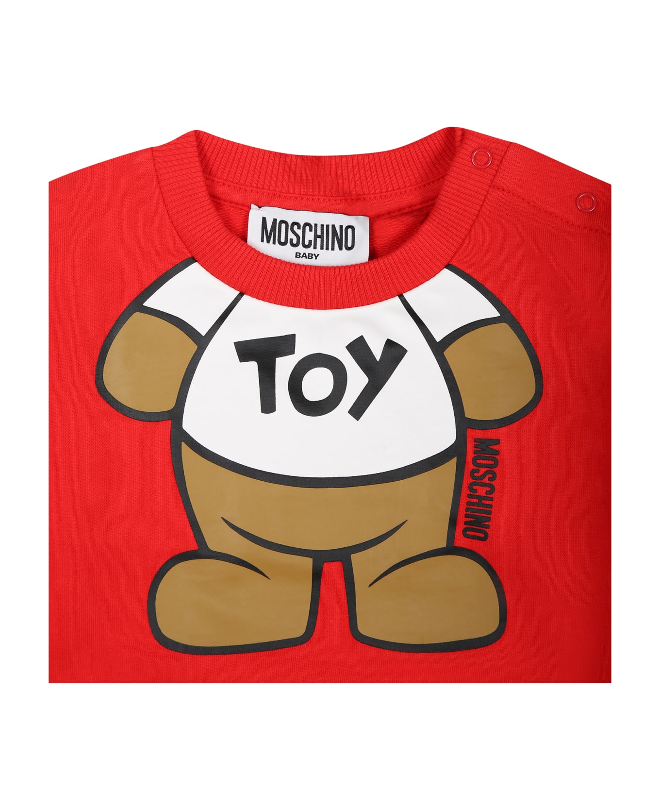 Moschino Red Sweatshirt For Babies With Teddy Bear - Red