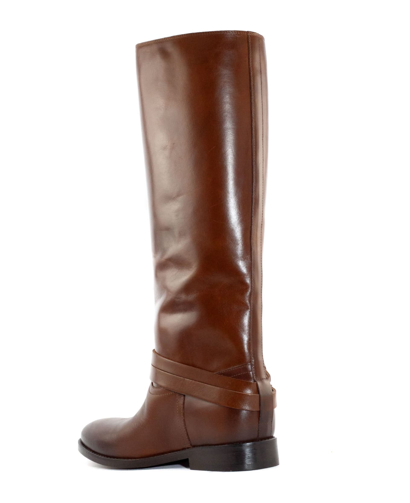 Strategia Light Brown Leather High Boot - Brown