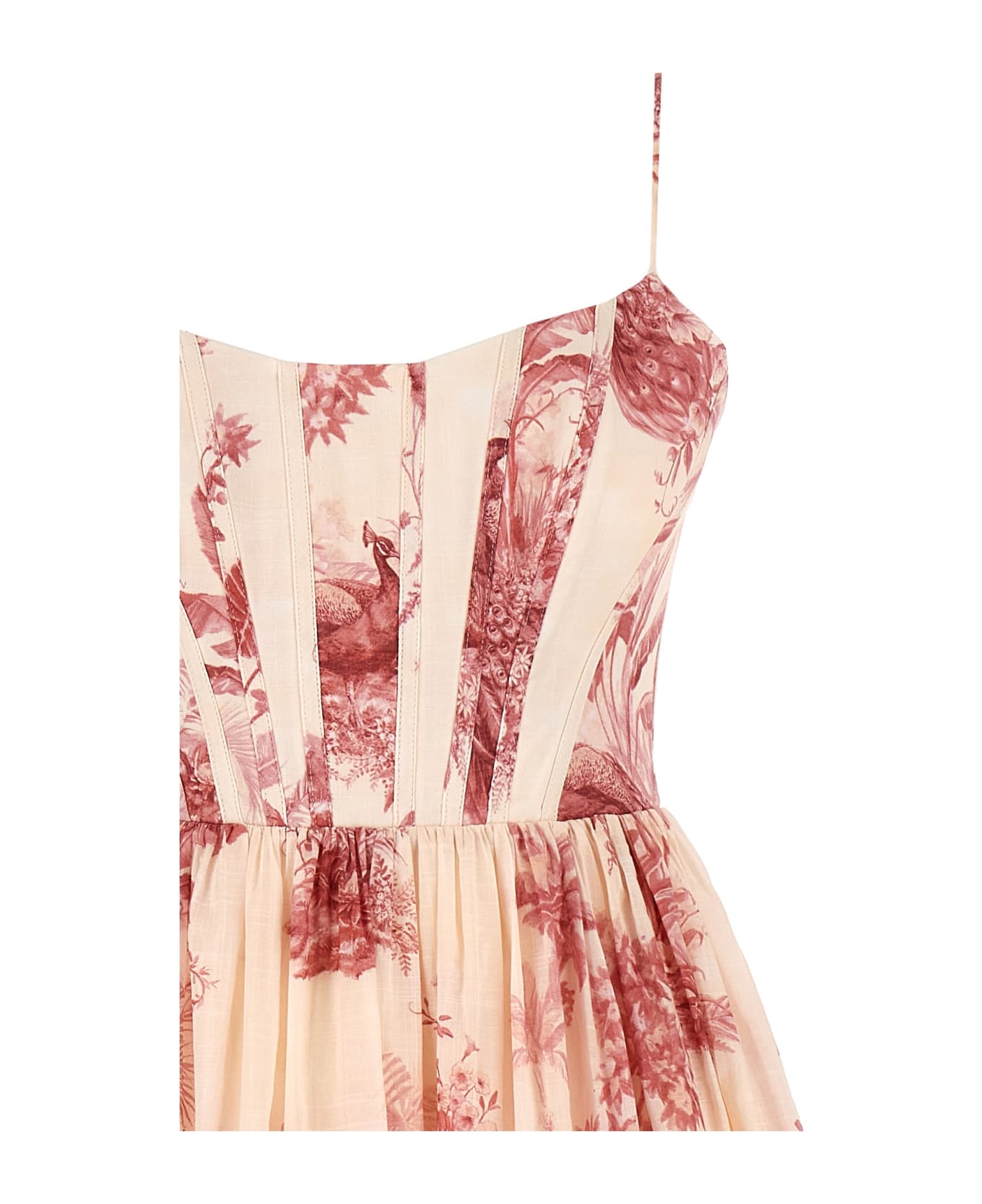 Zimmermann 'waverly Corset Midi' Dress - PINK PALM