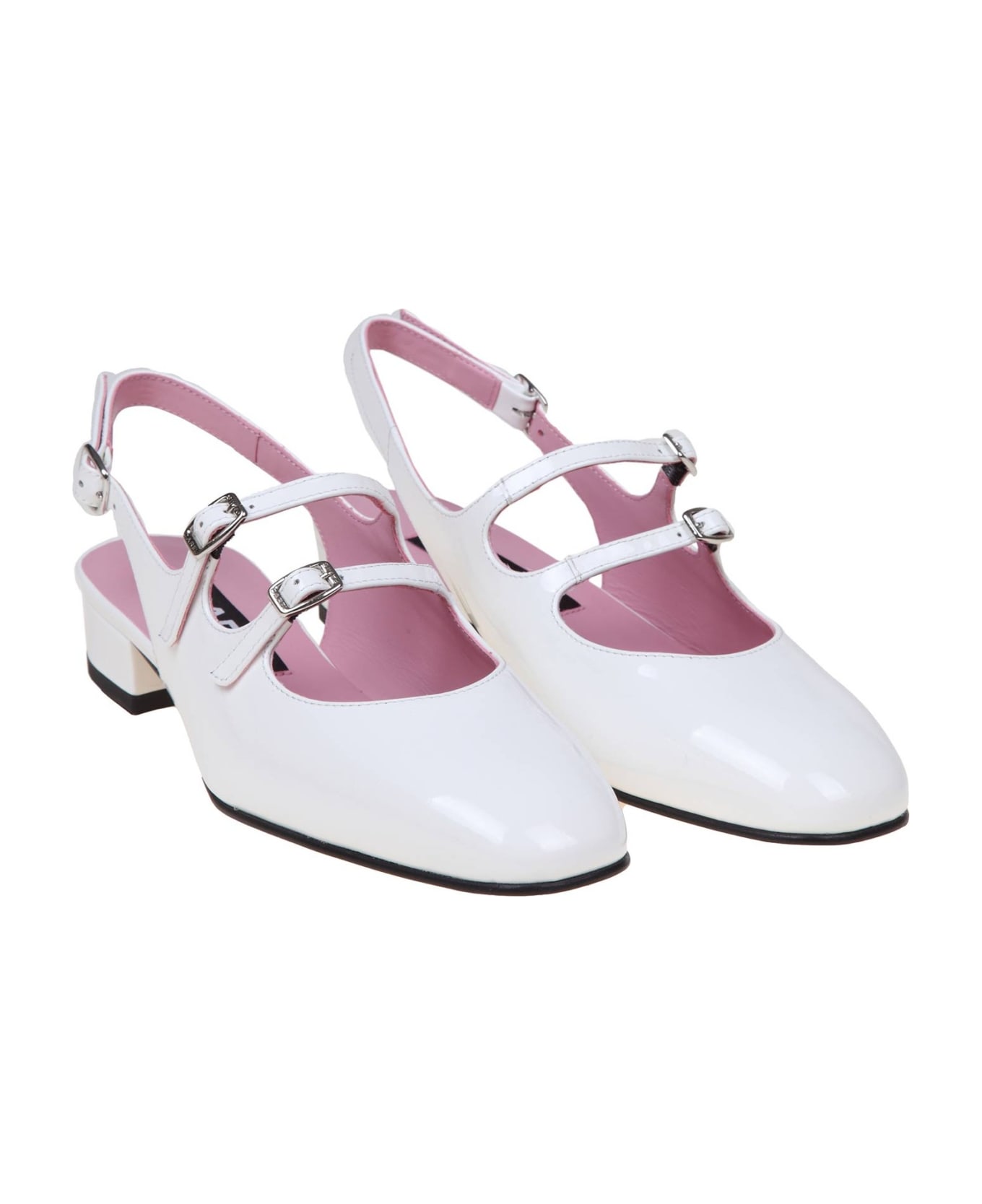 Carel Slingback In White Patent Leather - White