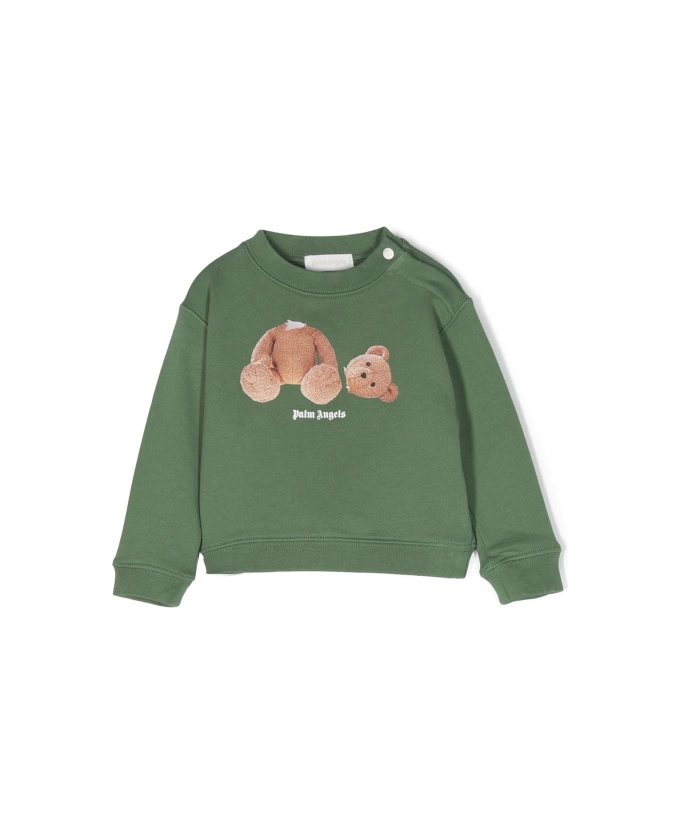 Palm Angels Pa Bear Crewneck Sweatshirt In Green - Green ニットウェア＆スウェットシャツ