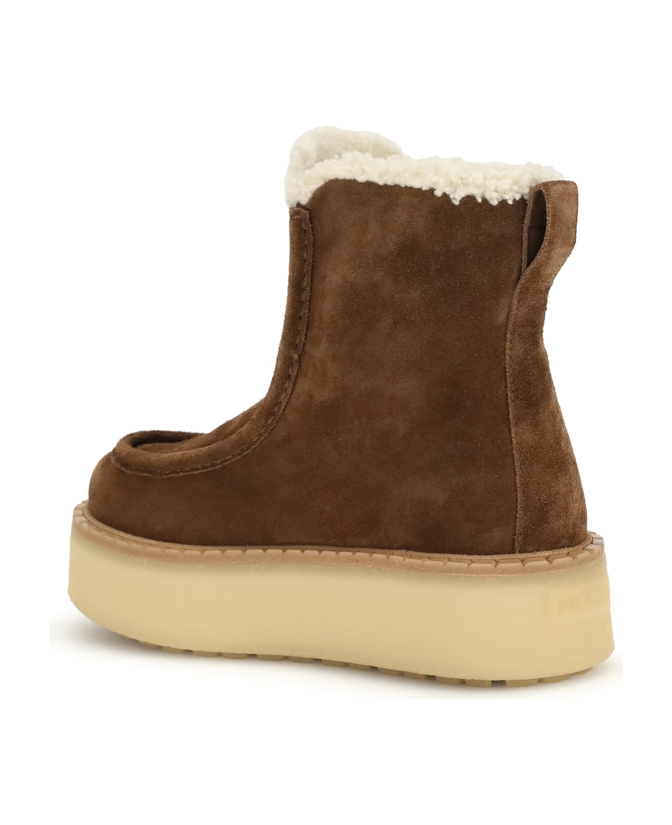 Prada Suede And Shearling Ankle Boots