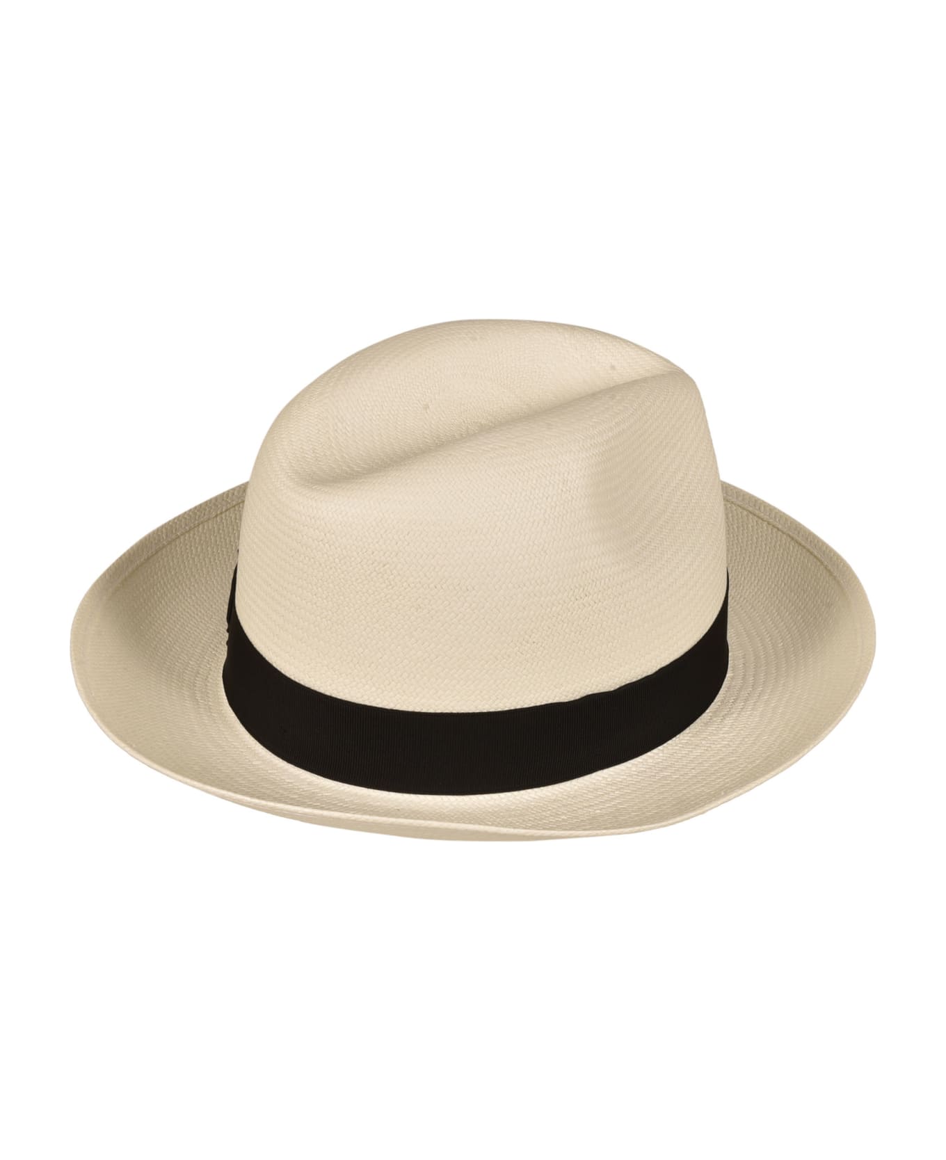 Borsalino Classic Weave Cowboy Hat - White/Black 帽子
