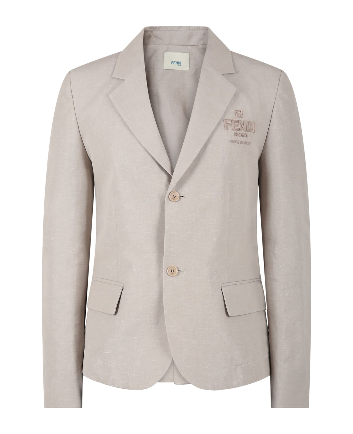 Fendi Grey Jacket For Boy With Logo - Grey