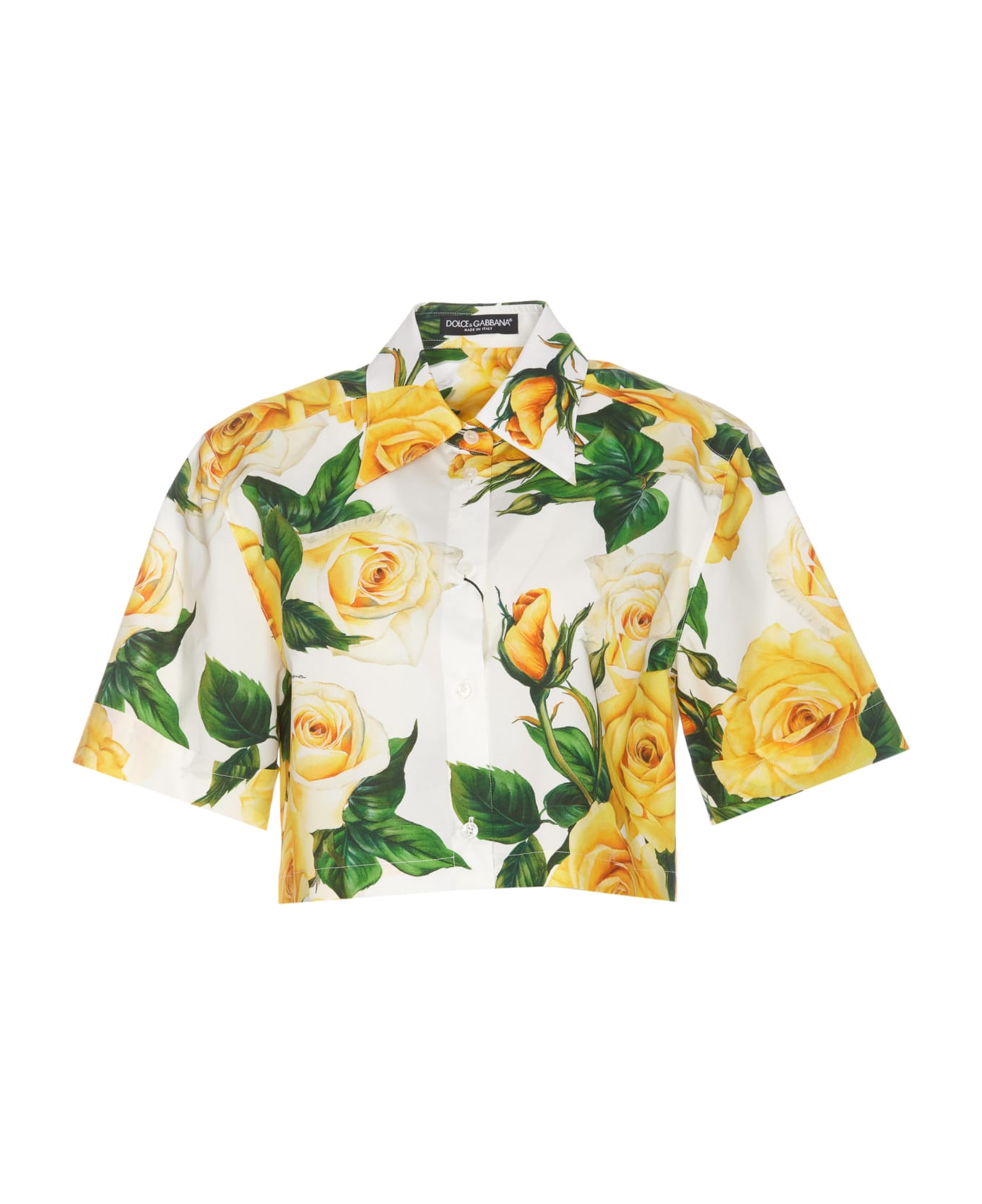 Dolce & Gabbana Roses Print Cropped Shirt - YELLOW ROSES シャツ