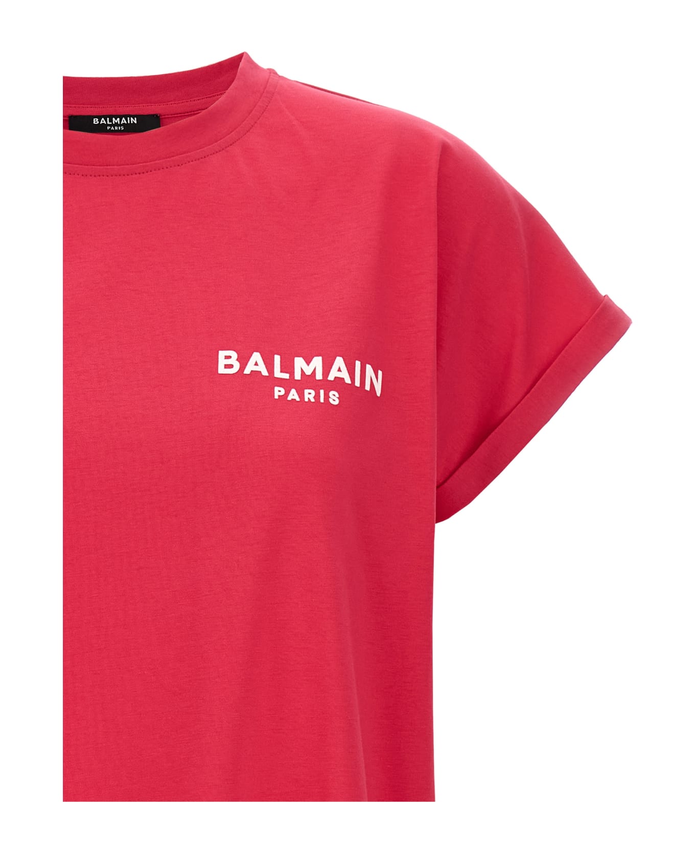 Balmain Flocked Logo T-shirt - Fuchsia
