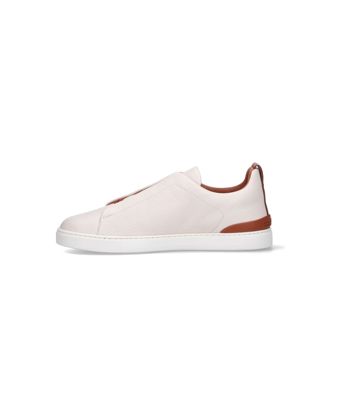Zegna "triple Stitch " Low-top Sneakers - Cream